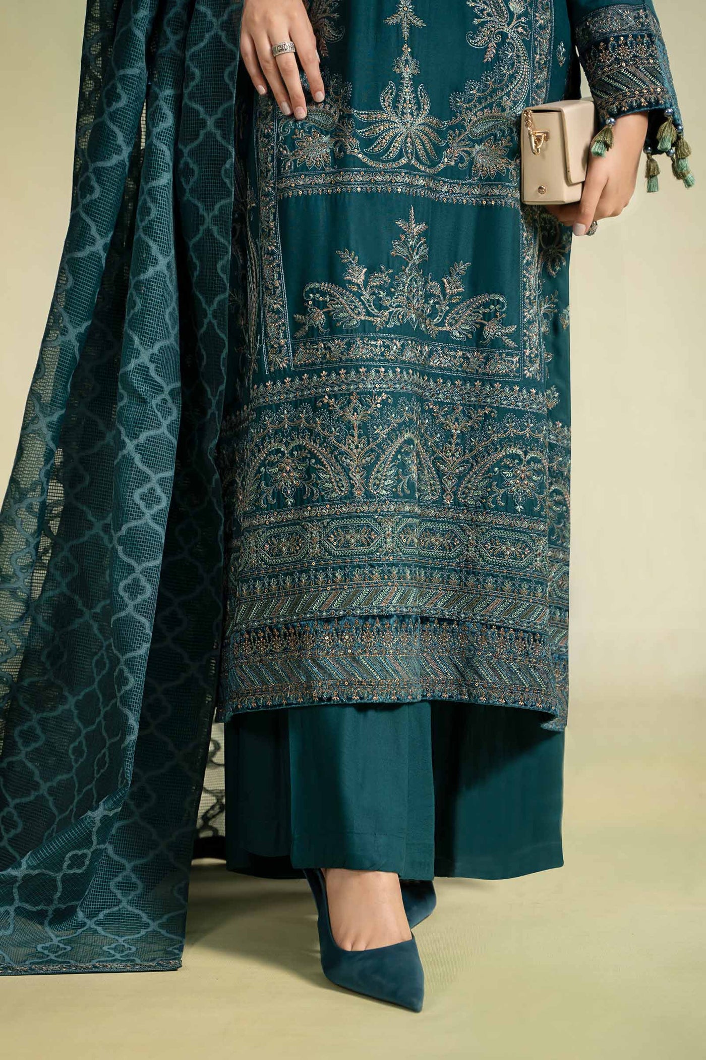 Plain Chiffon Dupatta with Trimmings