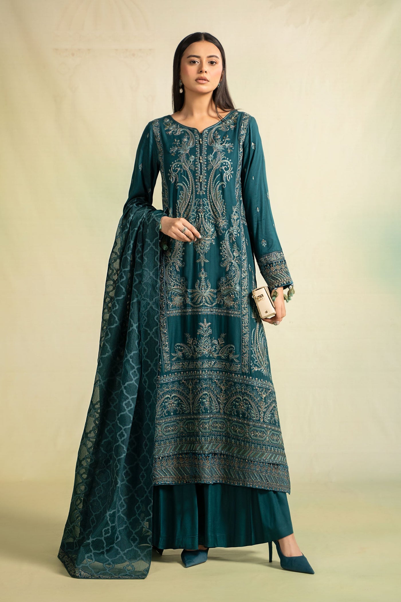 Plain Chiffon Dupatta with Trimmings