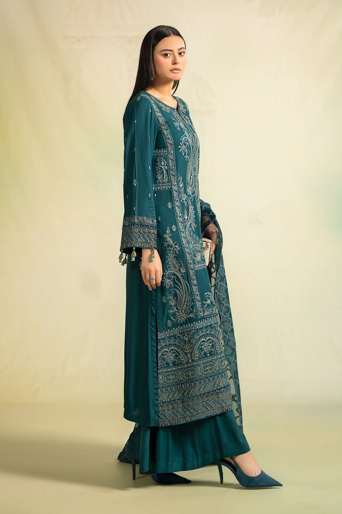 Plain Chiffon Dupatta with Trimmings