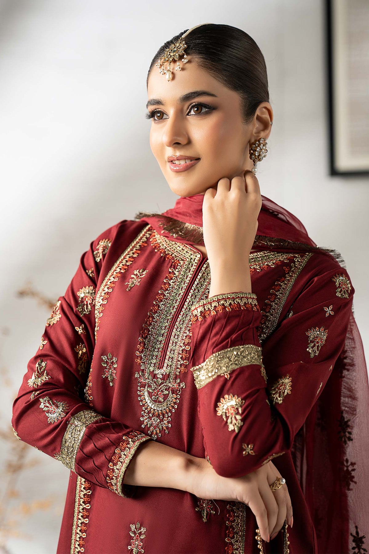 3 Piece Embroidered Linen Suit