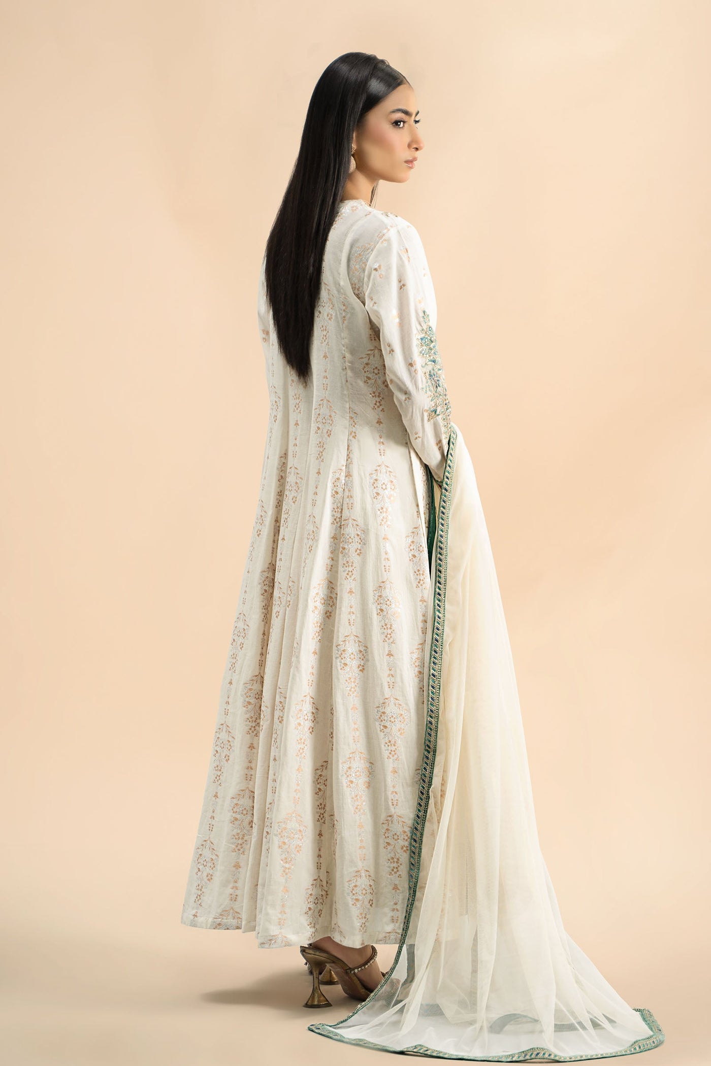 Embroidered Organza Dupatta (as Shown)