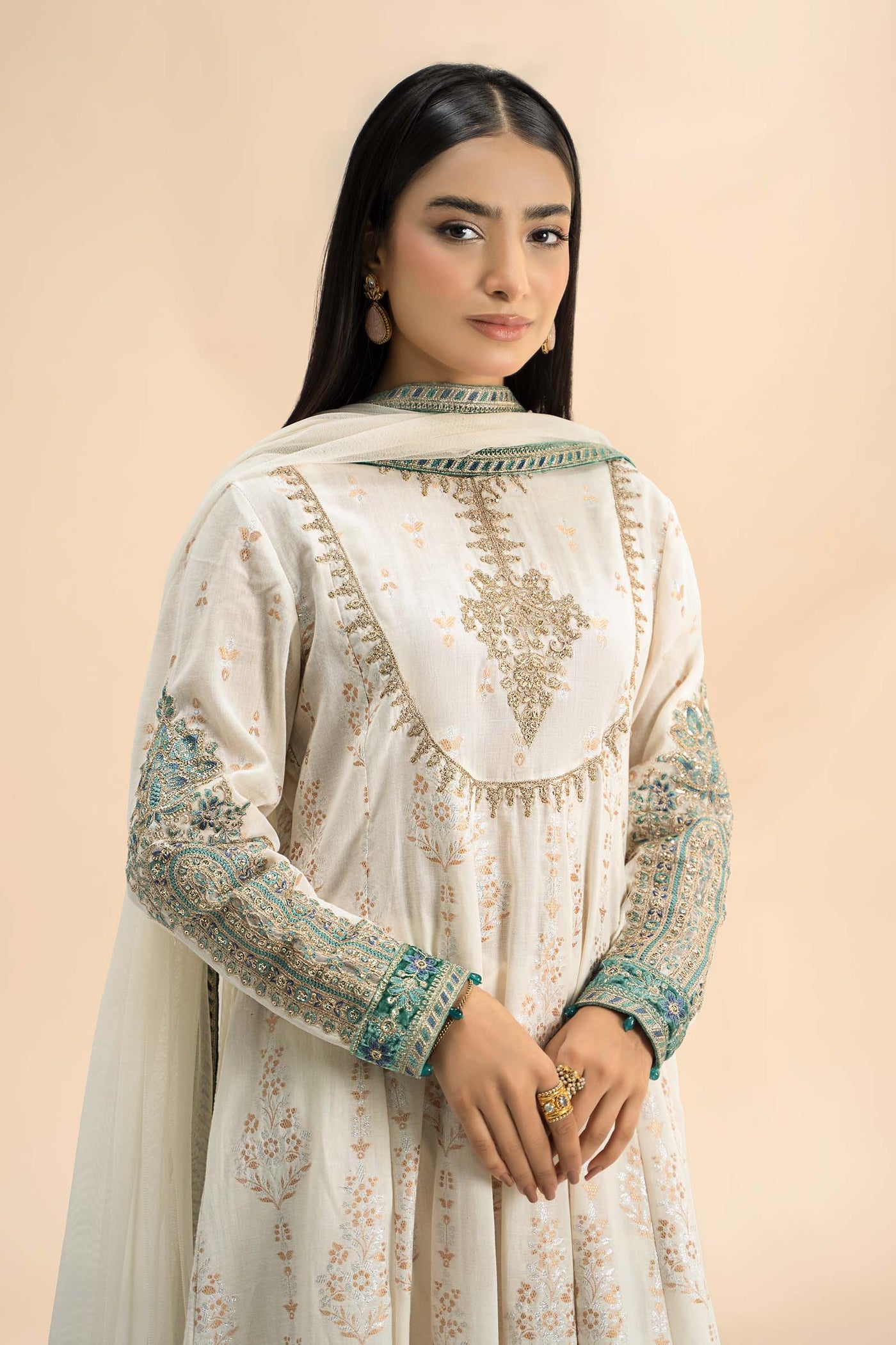 Embroidered Organza Dupatta (as Shown)