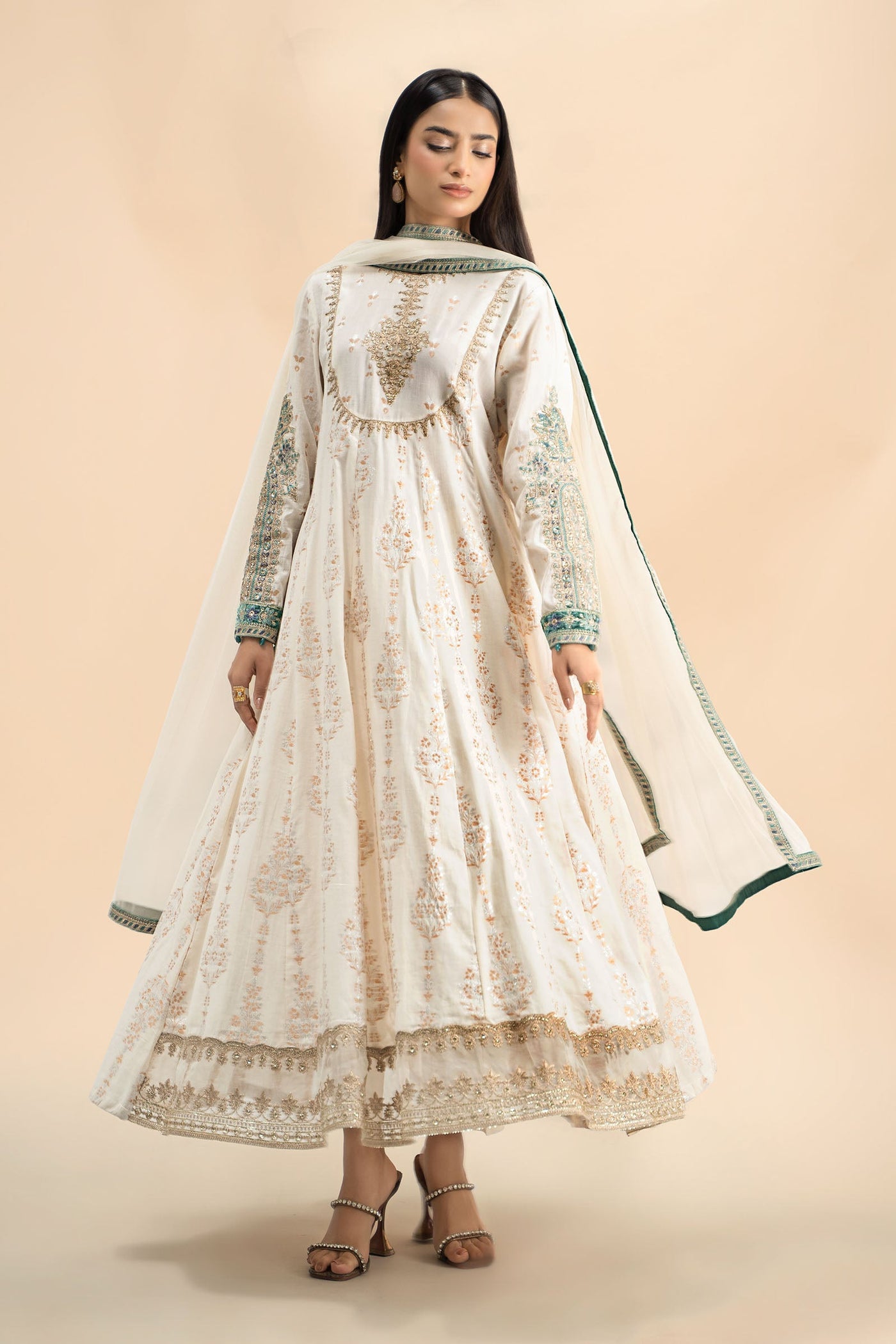 Embroidered Organza Dupatta (as Shown)