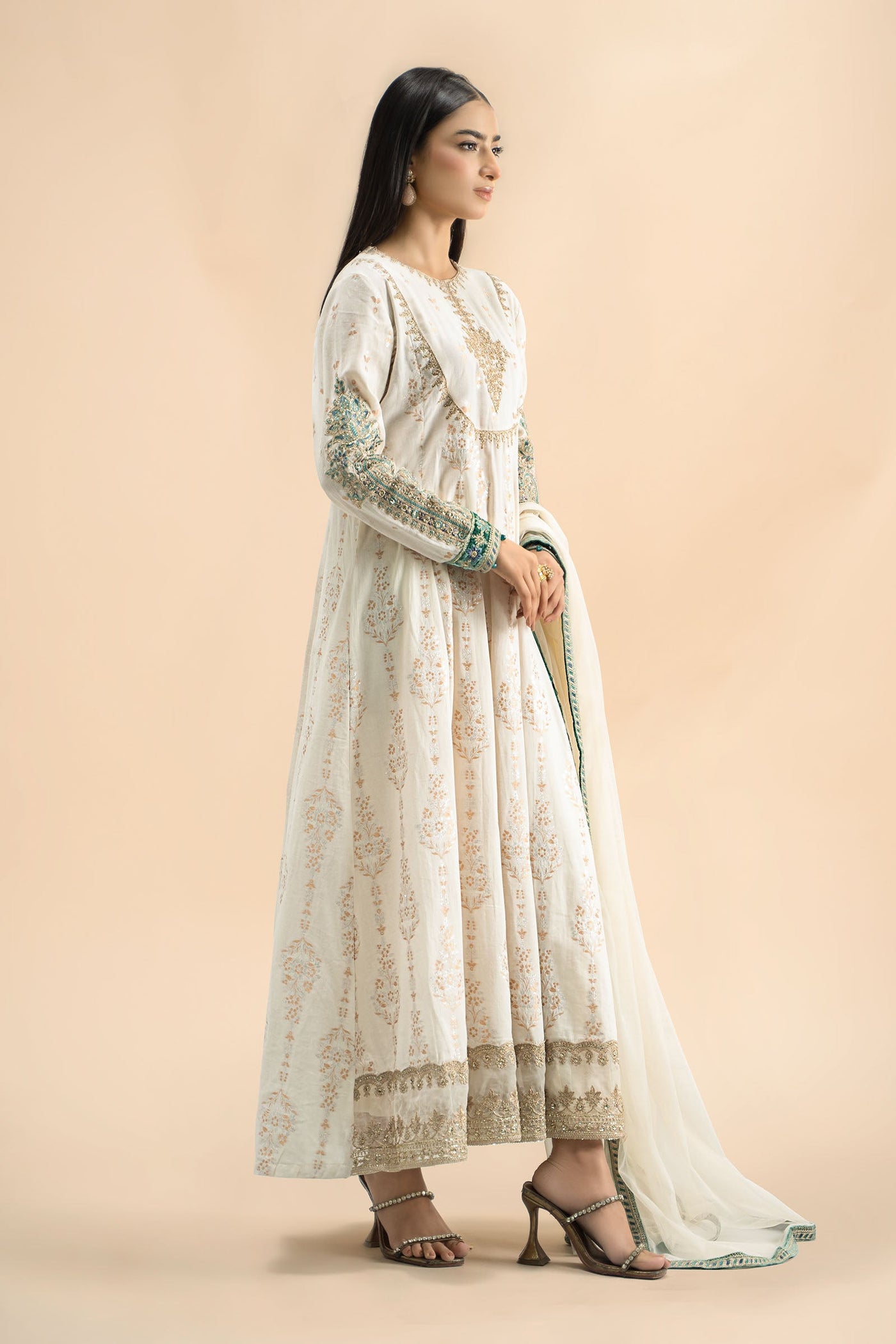 Embroidered Organza Dupatta (as Shown)