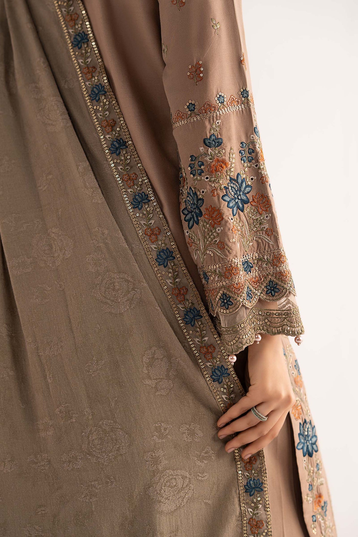3 Piece Embroidered Linen Suit