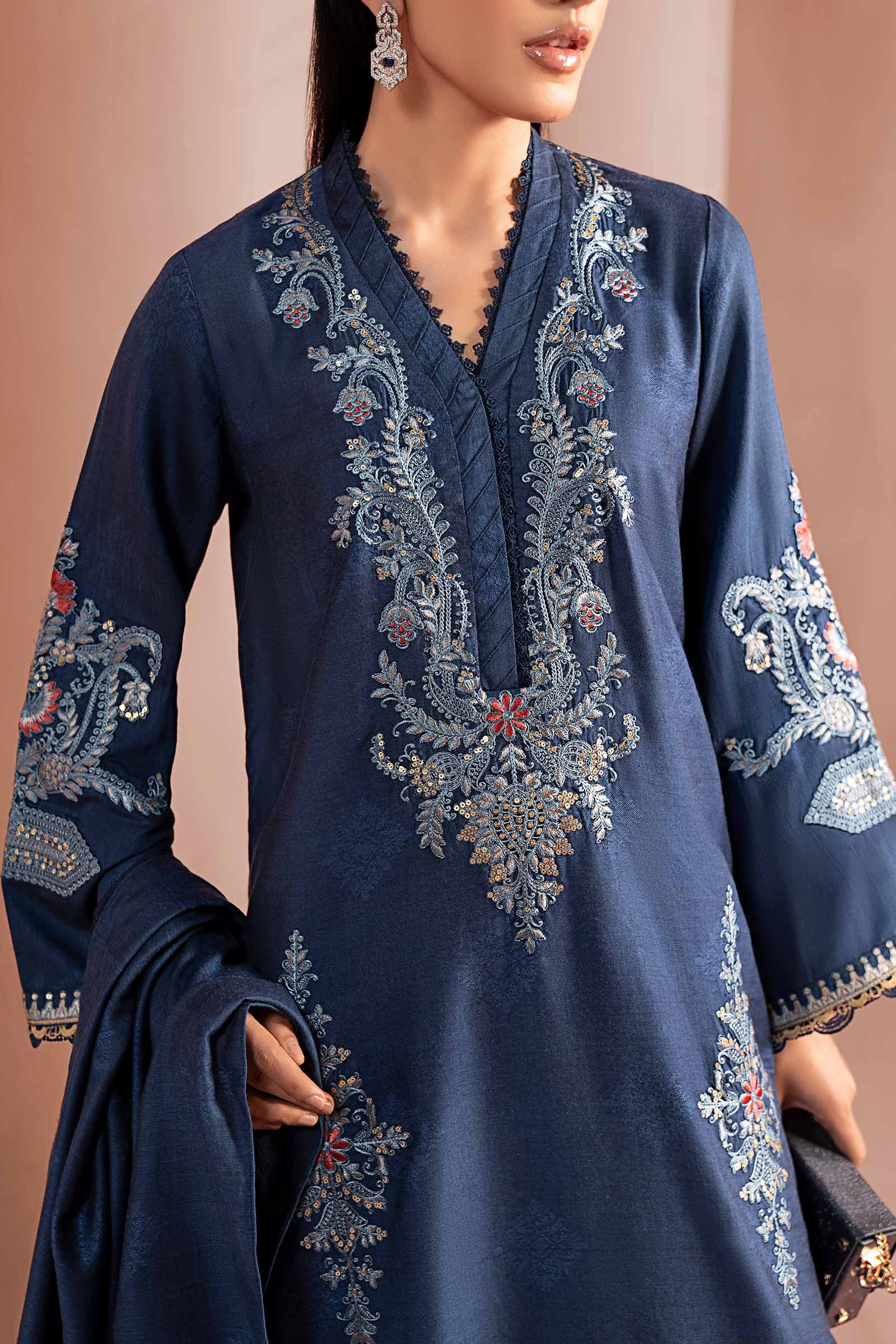 3 Piece Embroidered Jacquard Khaddar Suit