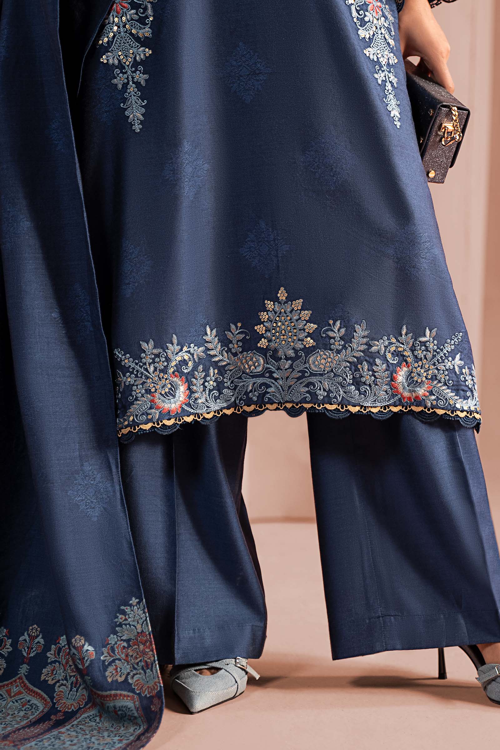 3 Piece Embroidered Jacquard Khaddar Suit