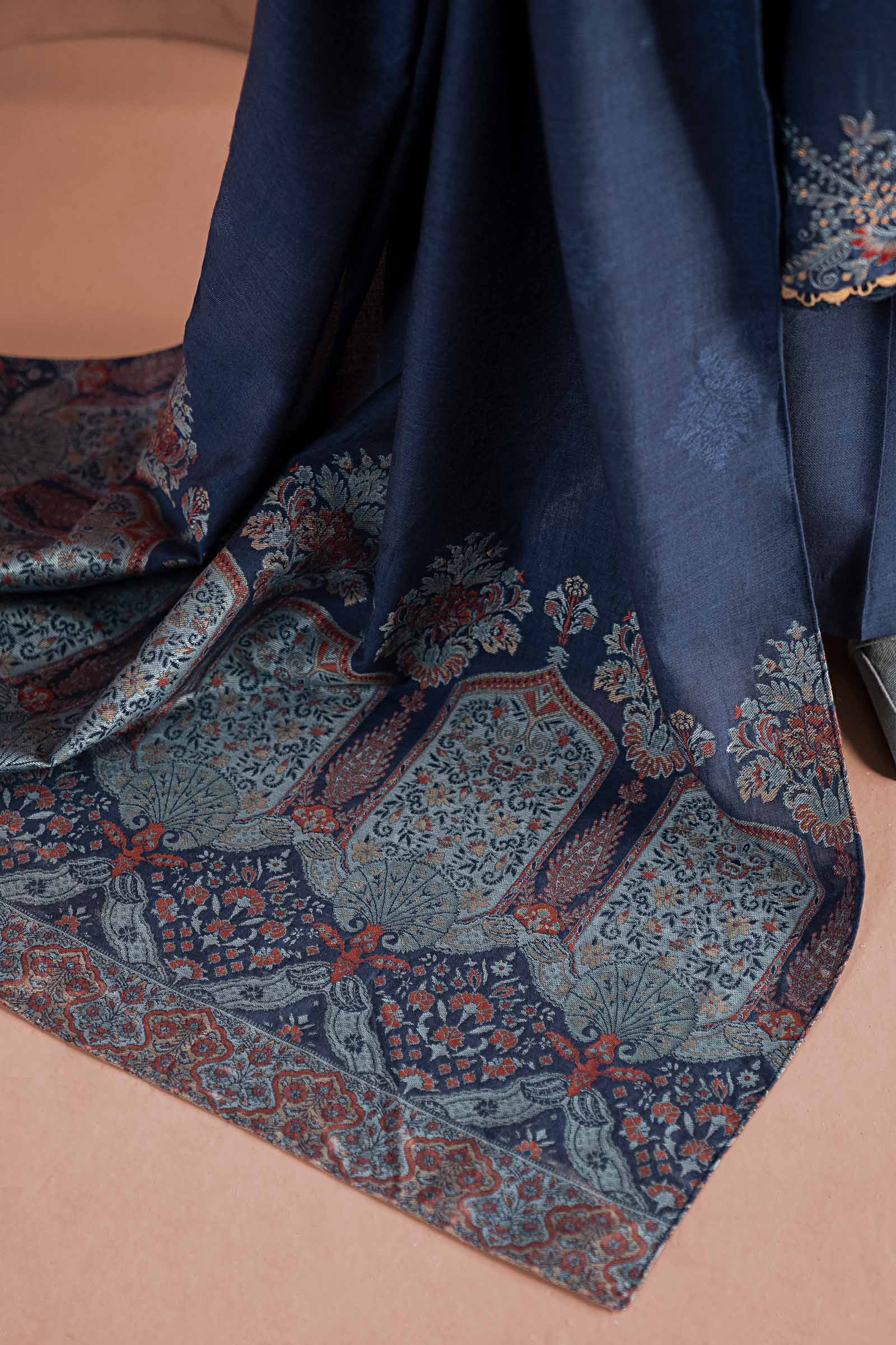 3 Piece Embroidered Jacquard Khaddar Suit