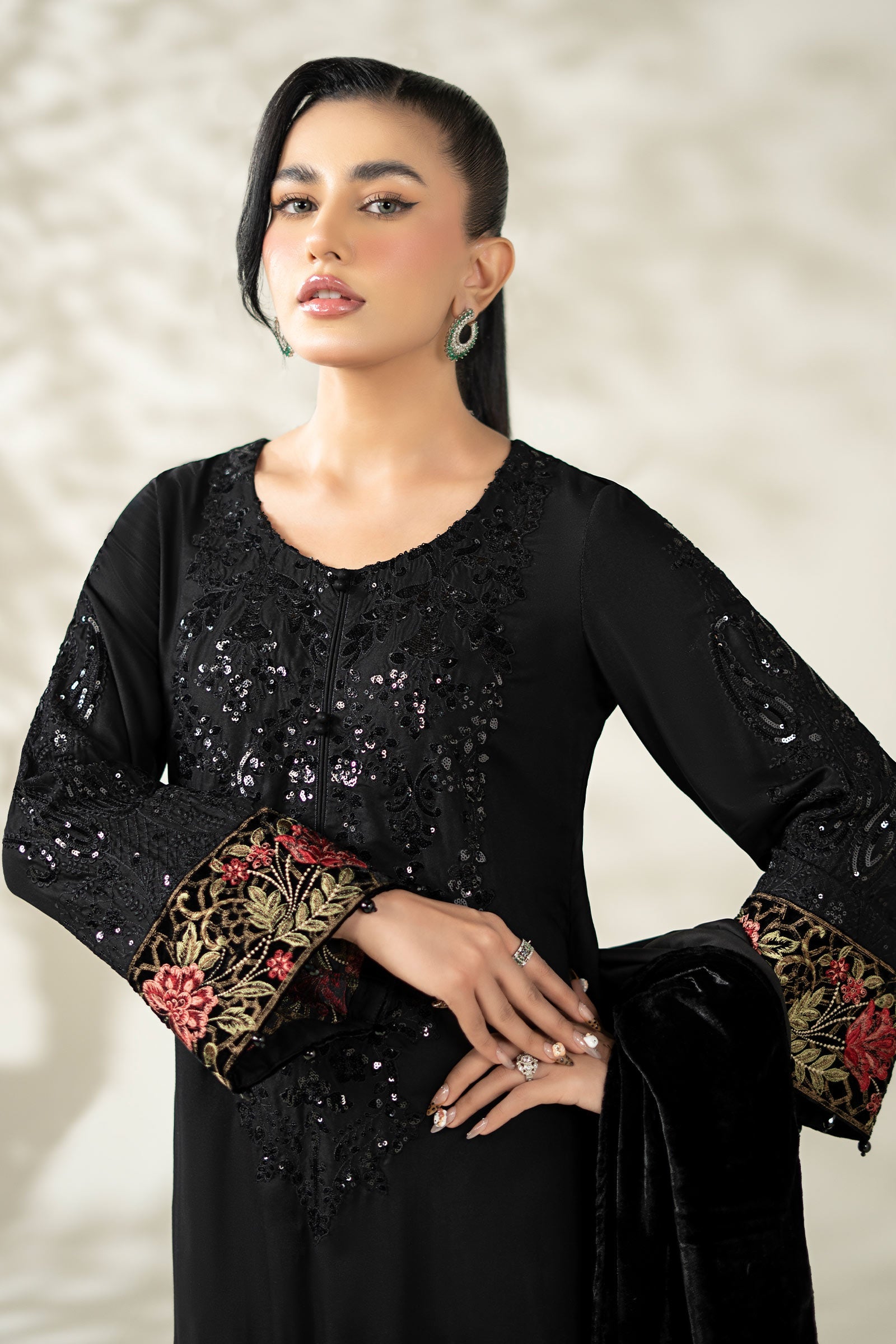 3 Piece Embroidered Linen Suit