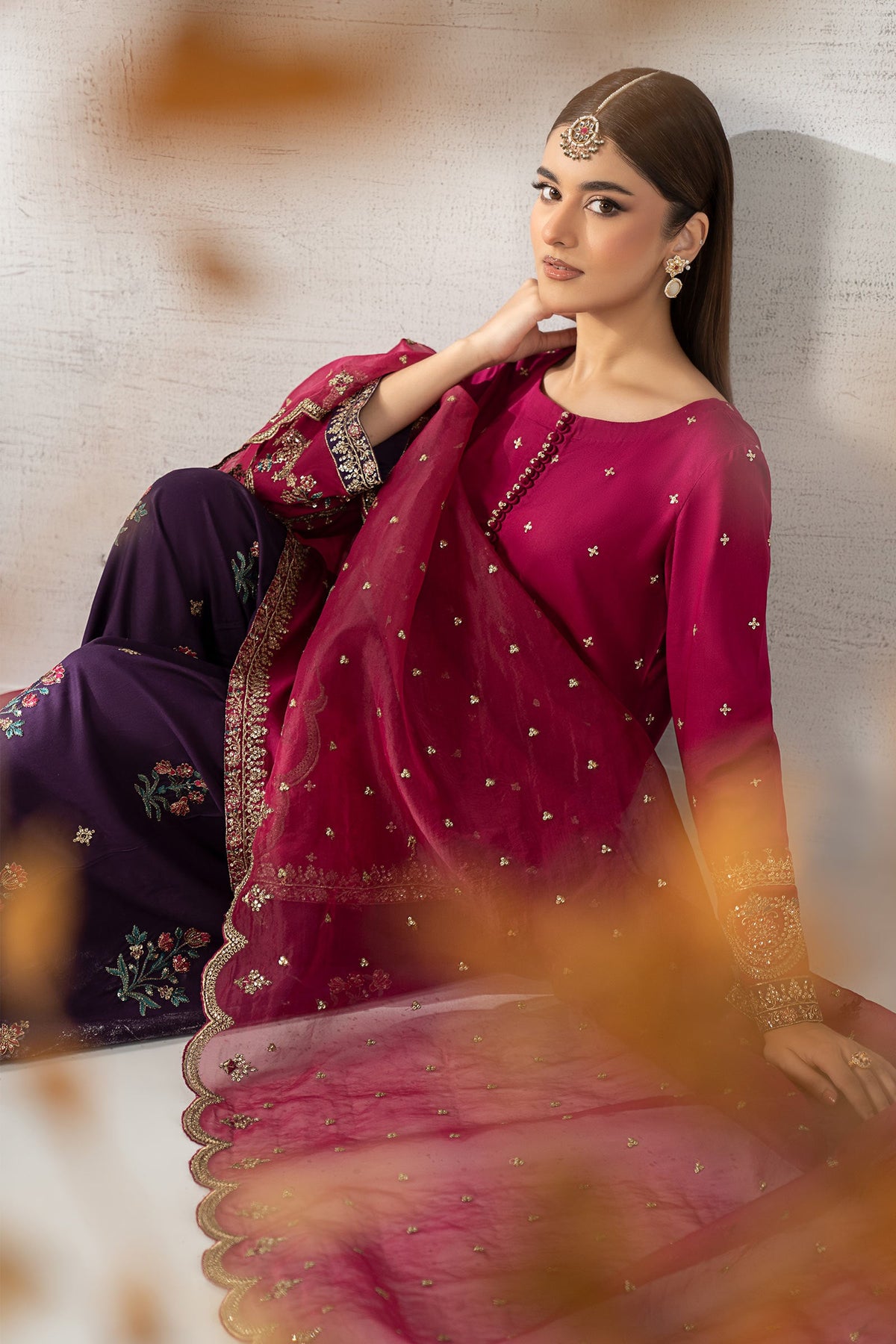 3 Piece Embroidered Linen Suit