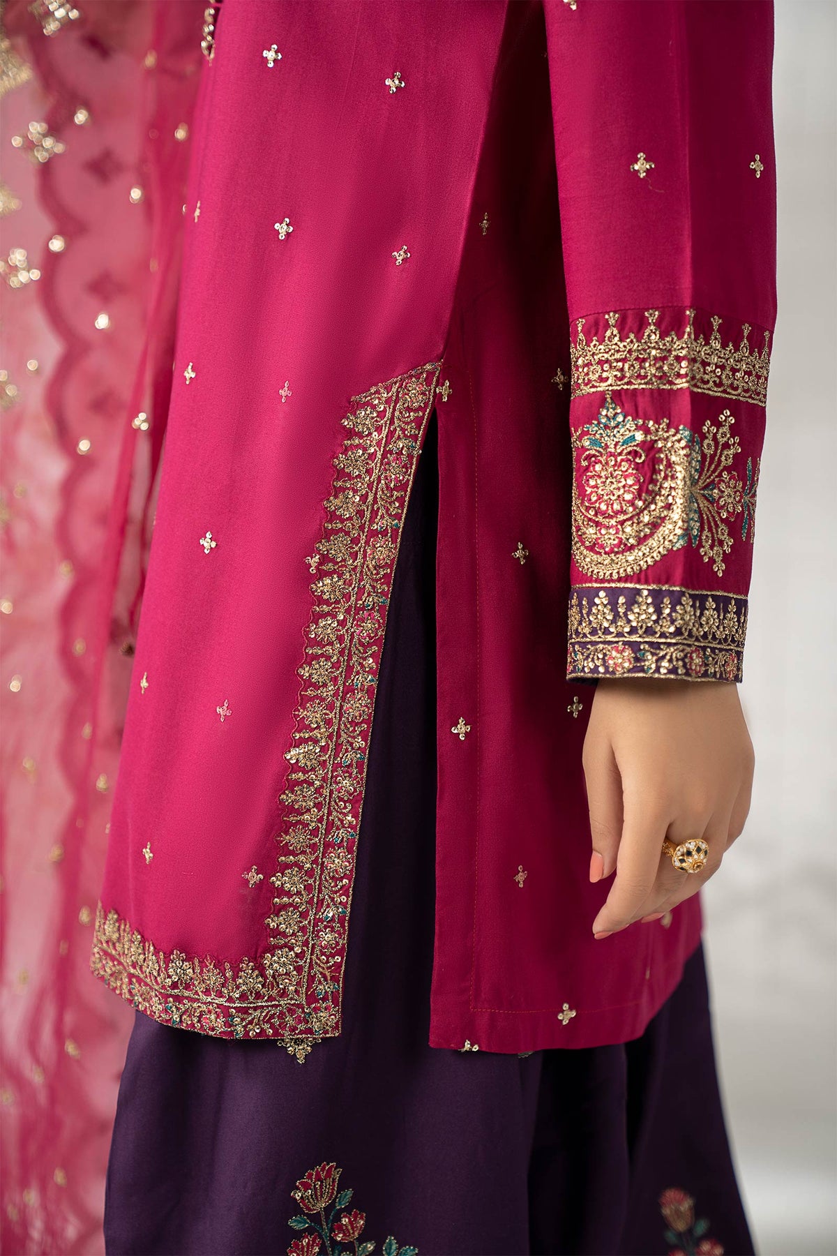 3 Piece Embroidered Linen Suit