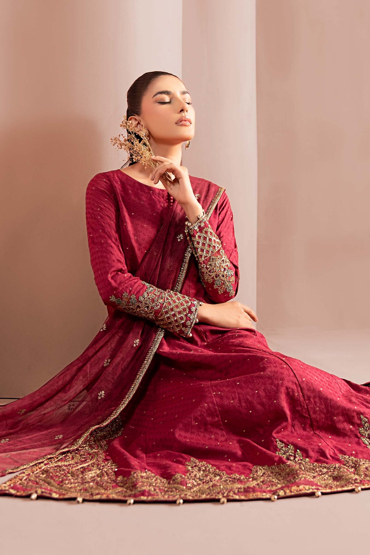 3 Piece Embroidered Filament Viscose Suit