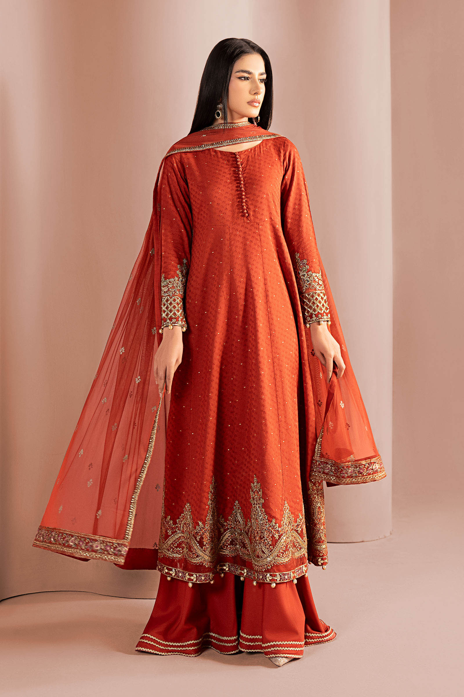 3 Piece Embroidered Filament Viscose Suit