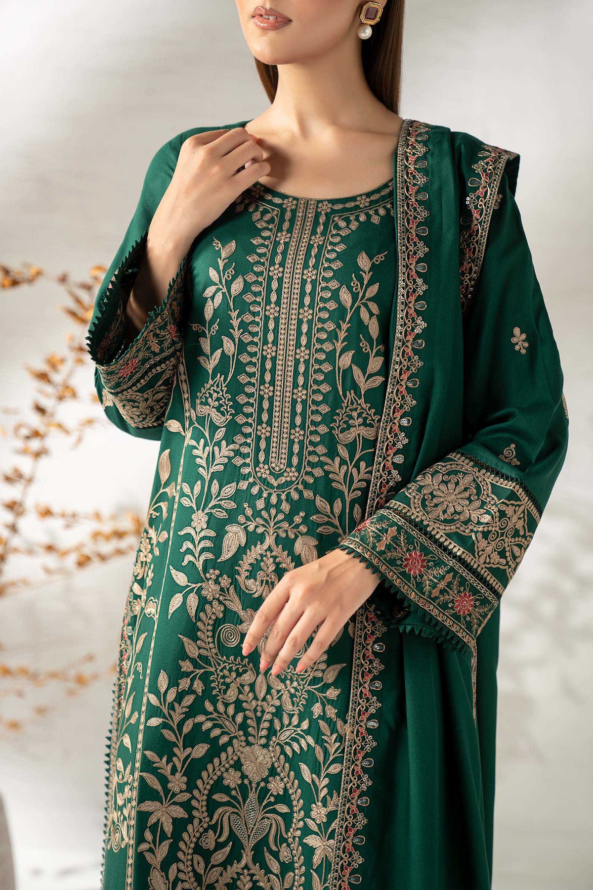 3 Piece Embroidered Linen Suit