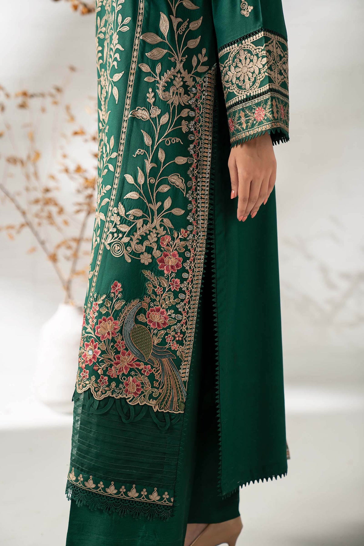 3 Piece Embroidered Linen Suit