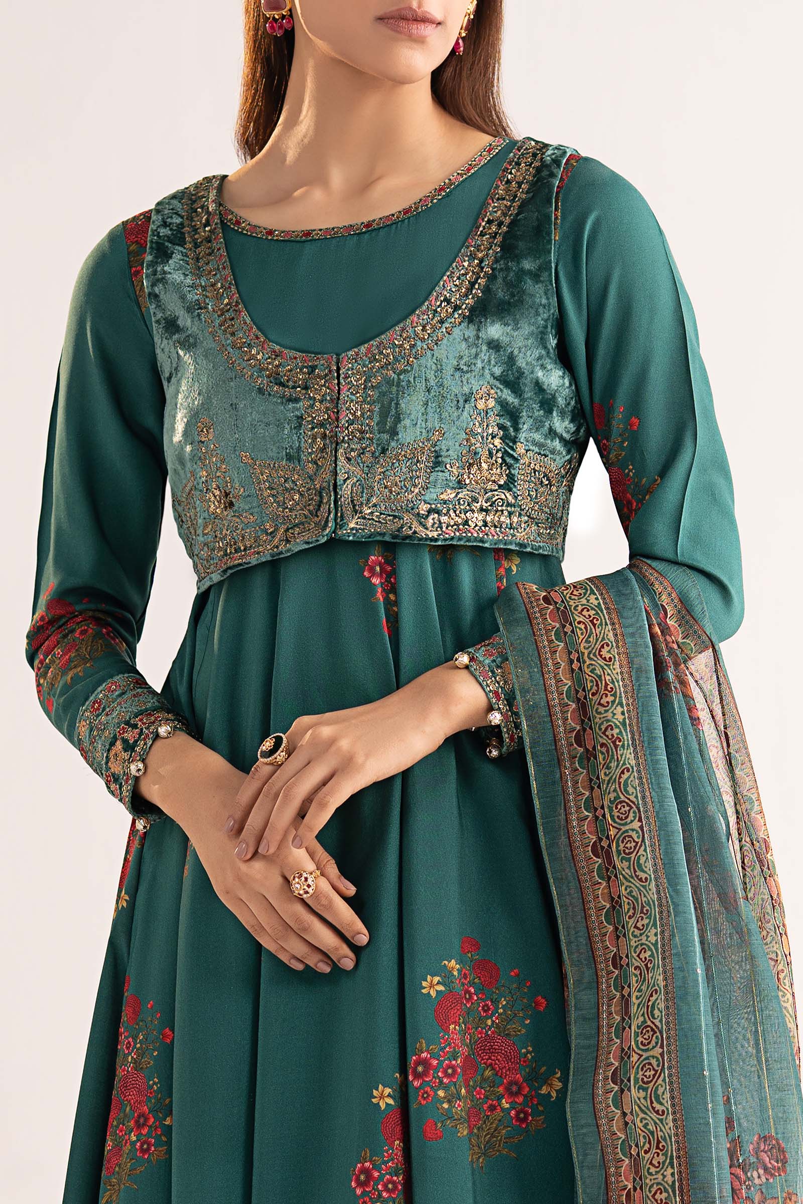 3 Piece Embroidered Linen Suit