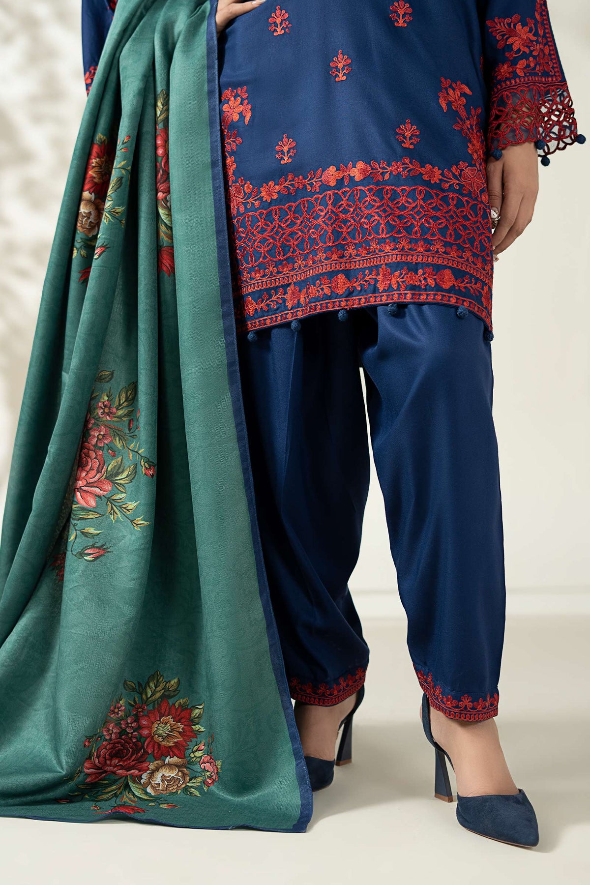 3 Piece Embroidered Marina Suit