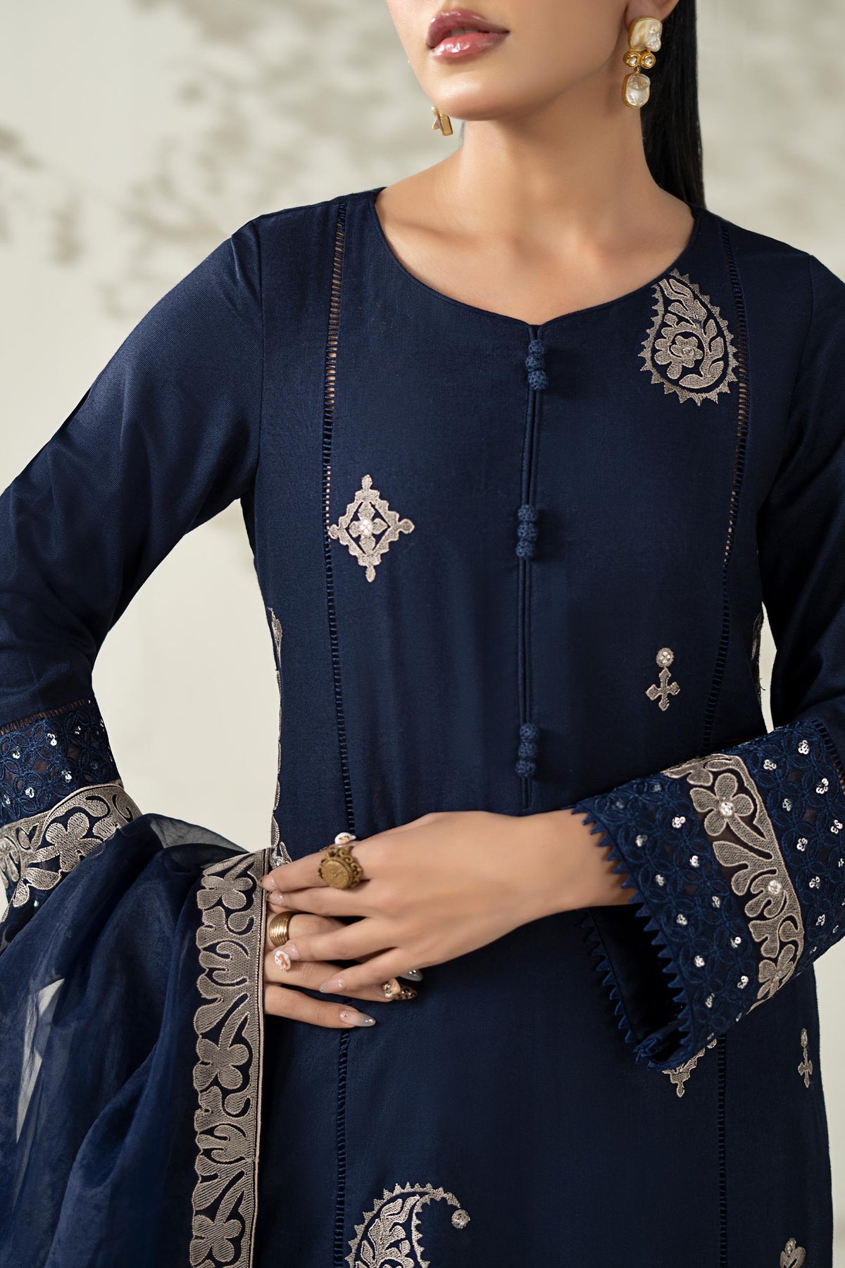3 Piece Embroidered Marina Suit