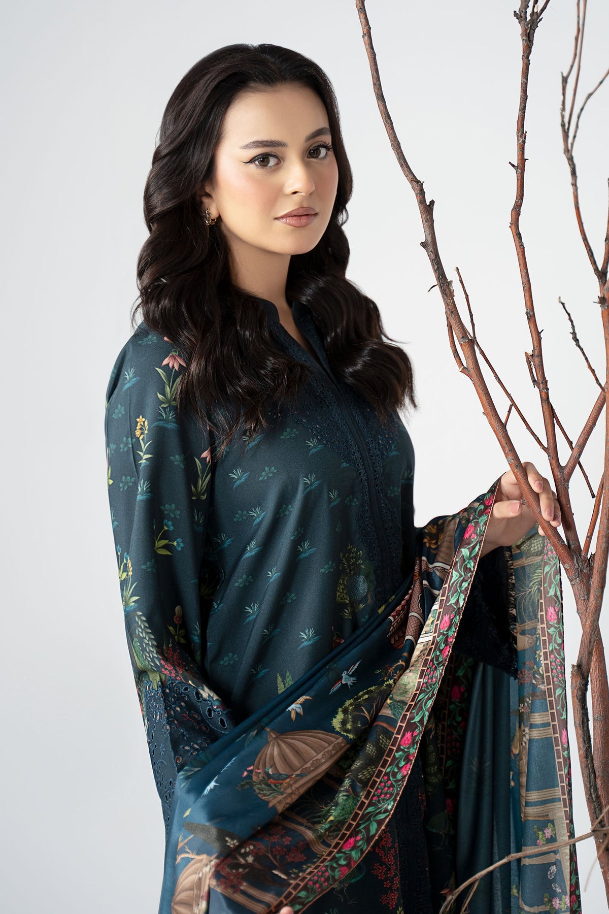 3 Piece Embroidered Linen Suit