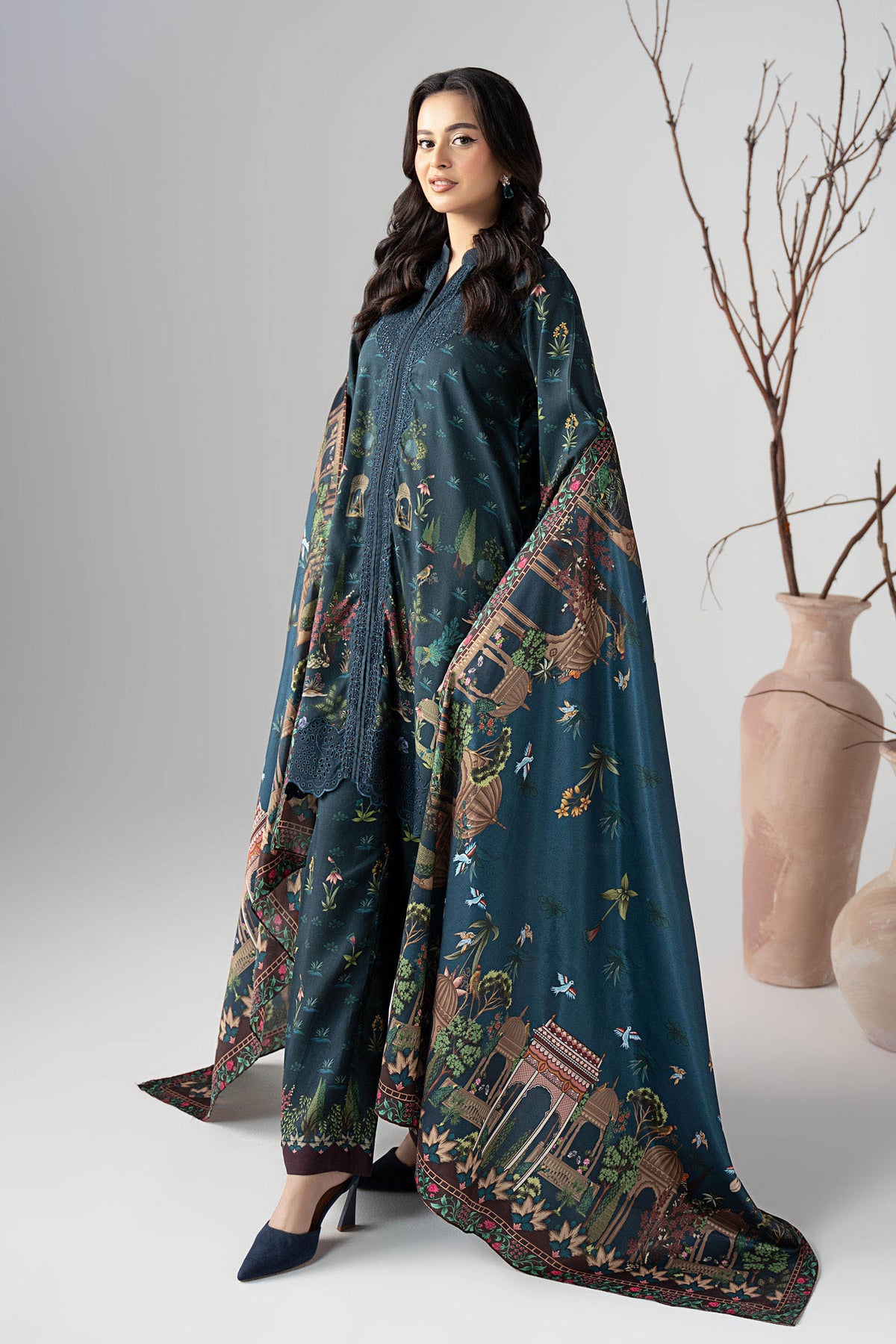 3 Piece Embroidered Linen Suit