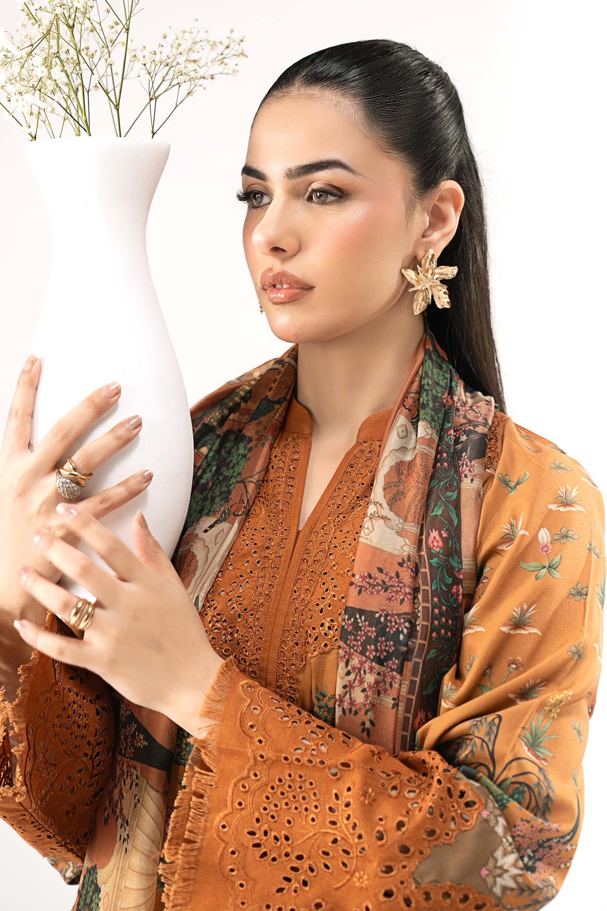 3 Piece Embroidered Linen Suit