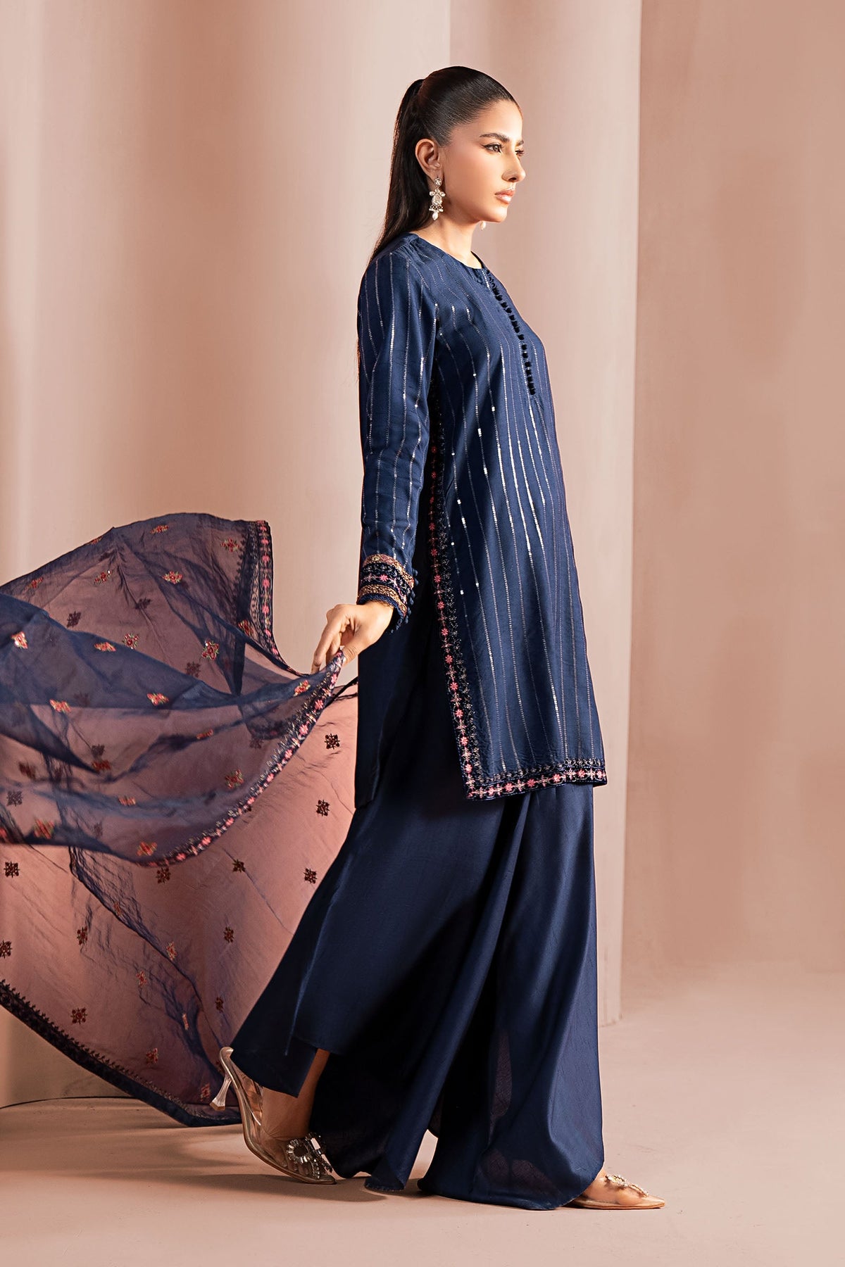 3 Piece Embroidered Linen Suit