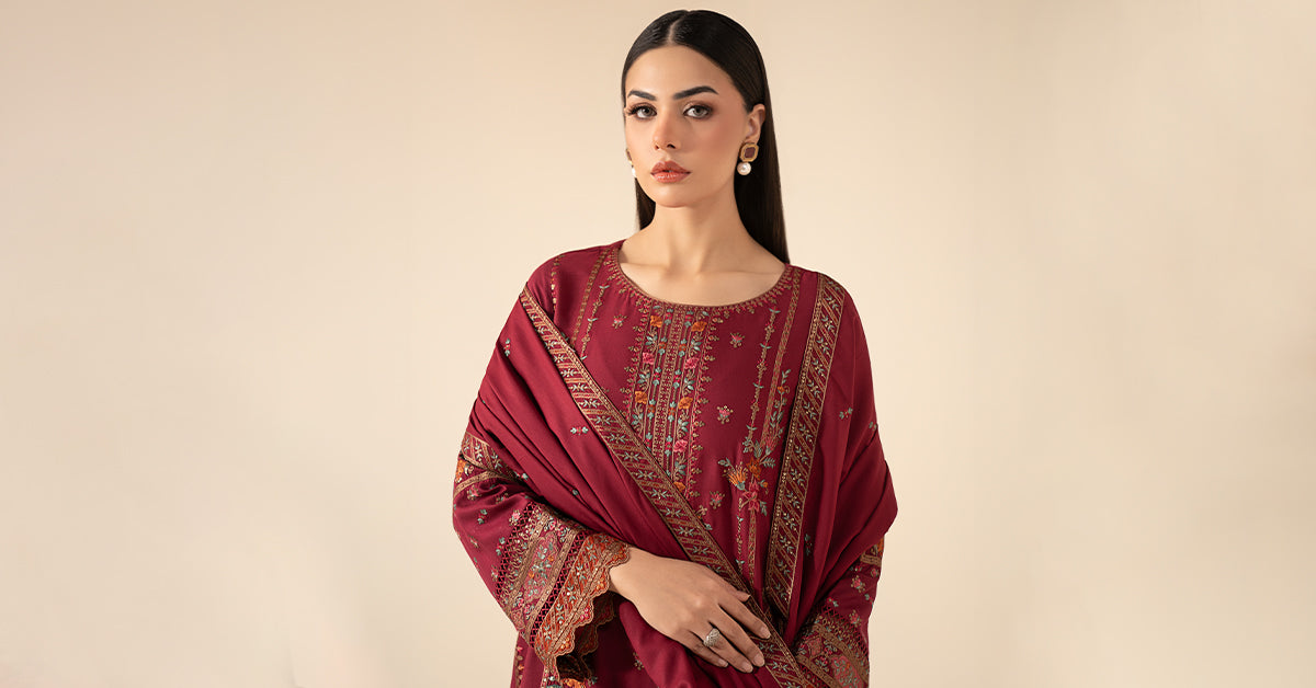 3 Piece Embroidered Linen Suit