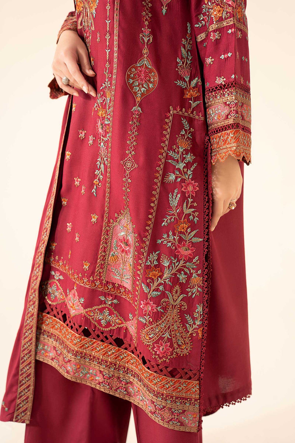 3 Piece Embroidered Linen Suit