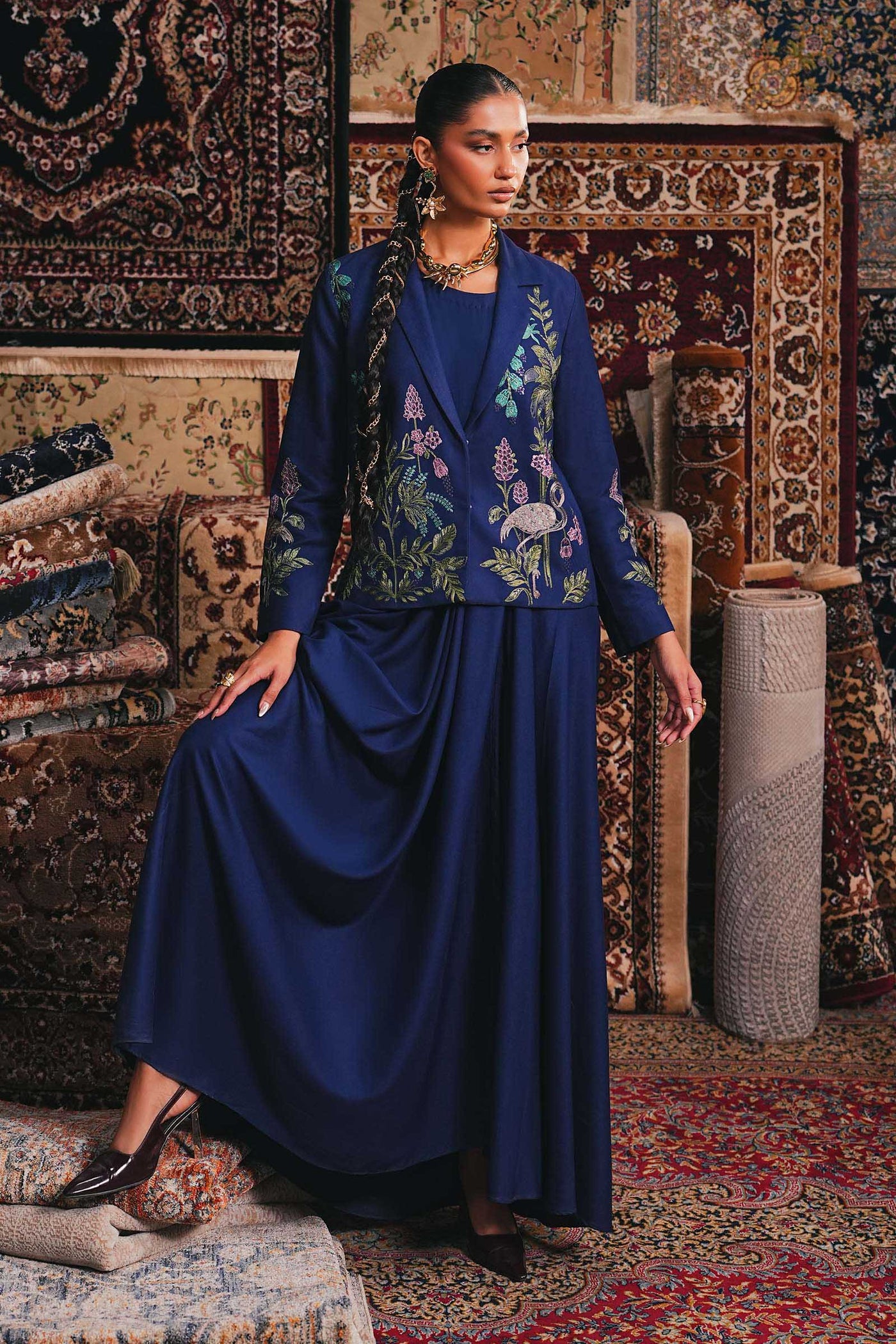 Embroidered Marina Twill Blazer Set