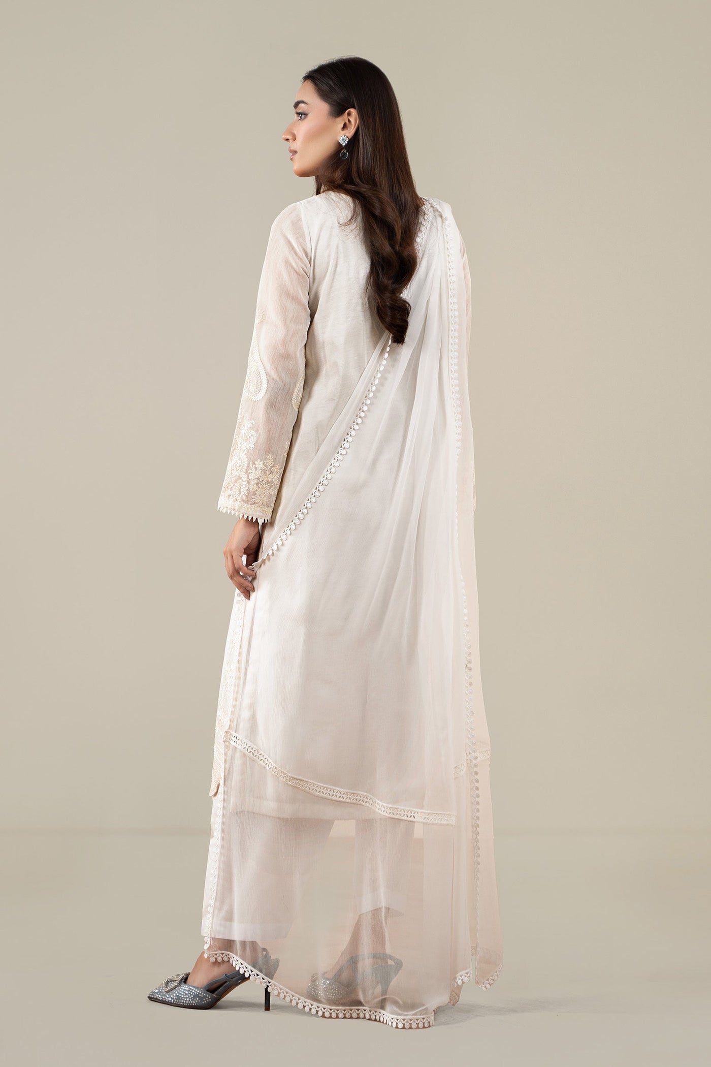 3 Piece Embroidered Paper Cotton Suit