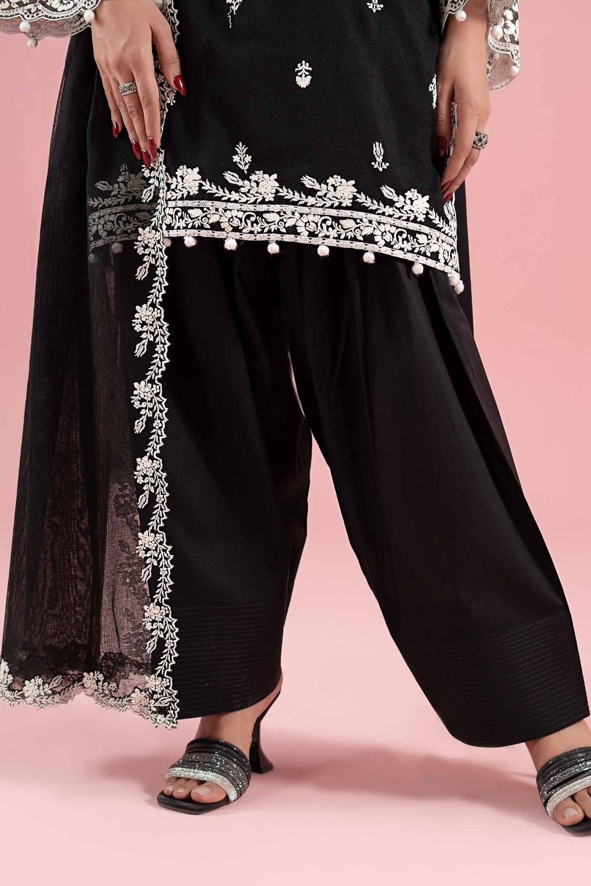 3 Piece Embroidered Cotton Net Suit