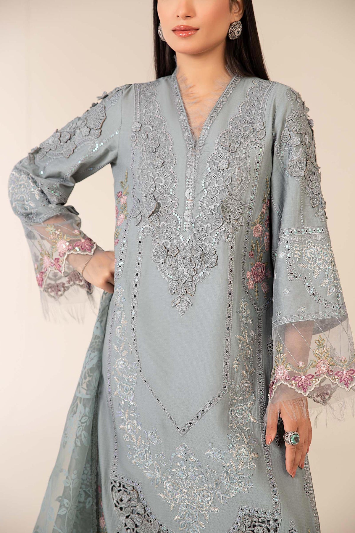 3 Piece Embroidered Dobby Suit