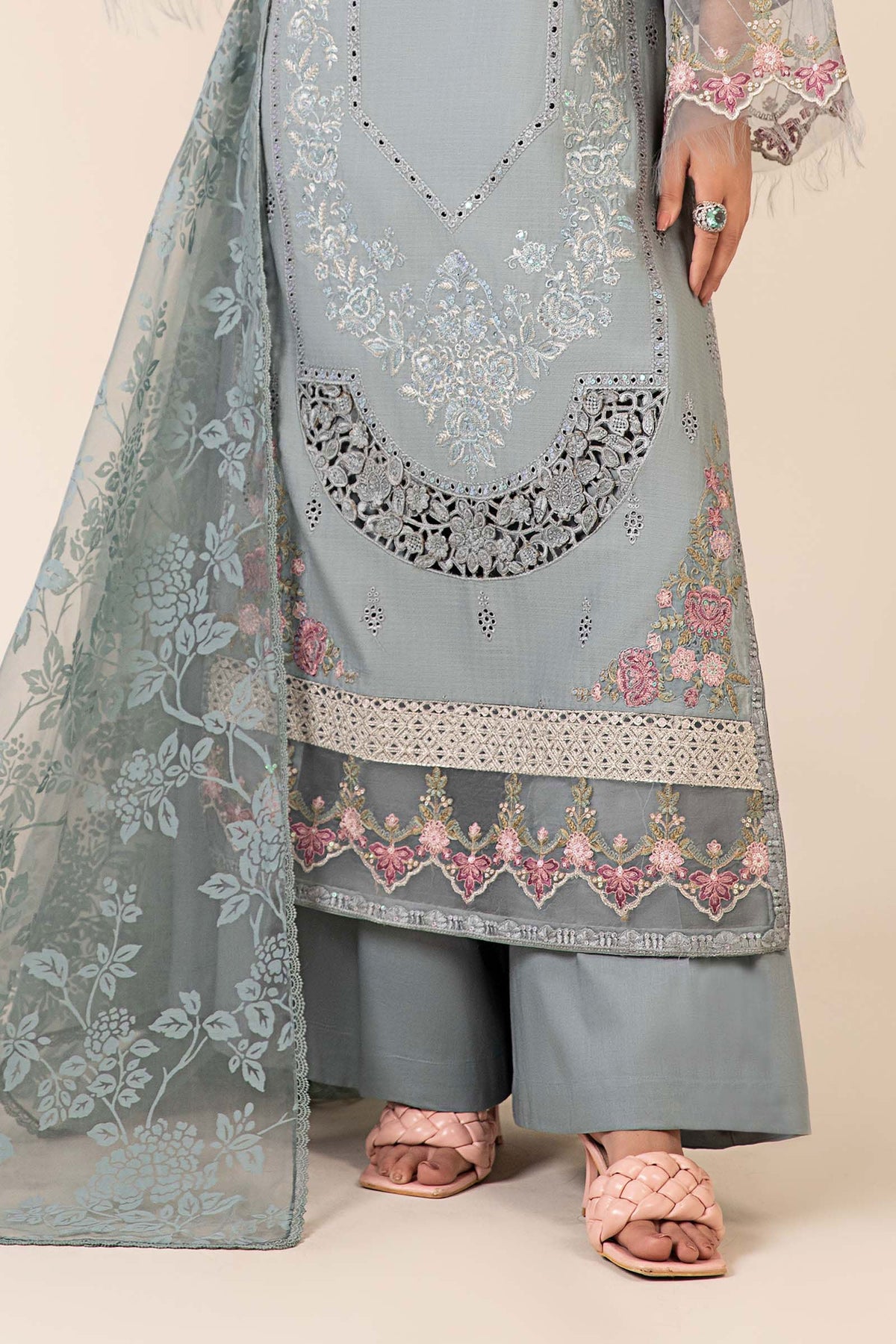 3 Piece Embroidered Dobby Suit