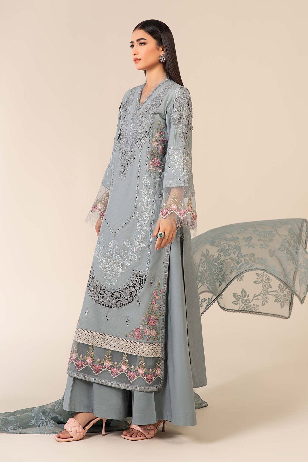 3 Piece Embroidered Dobby Suit