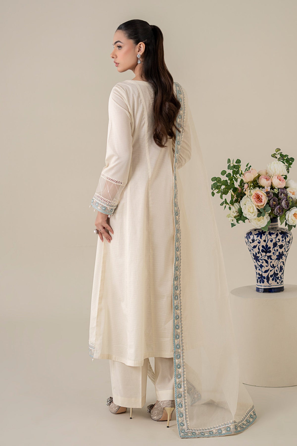 3 Piece Embroidered Dobby Suit