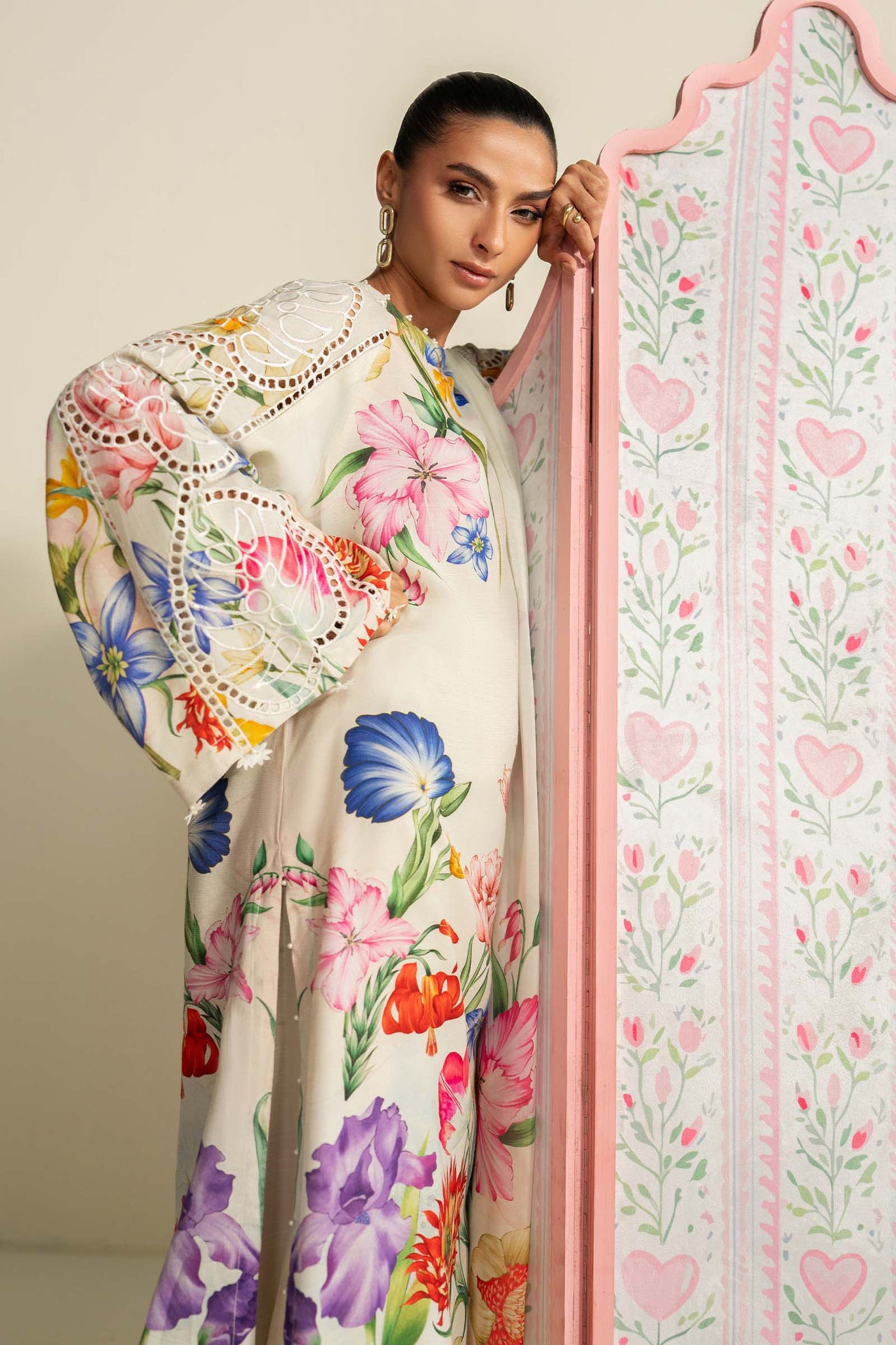 3 Piece Embroidered Raw Silk Suit