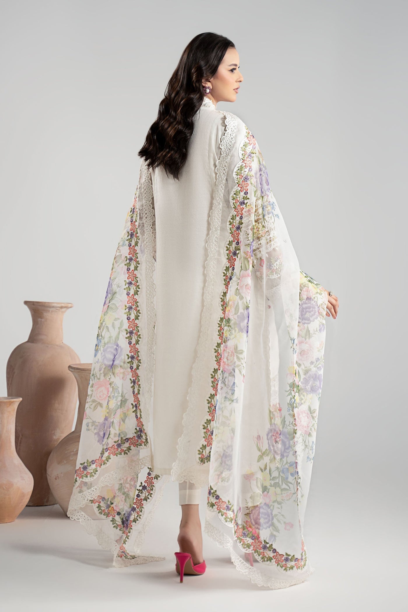 3 Piece Embroidered Dobby Suit