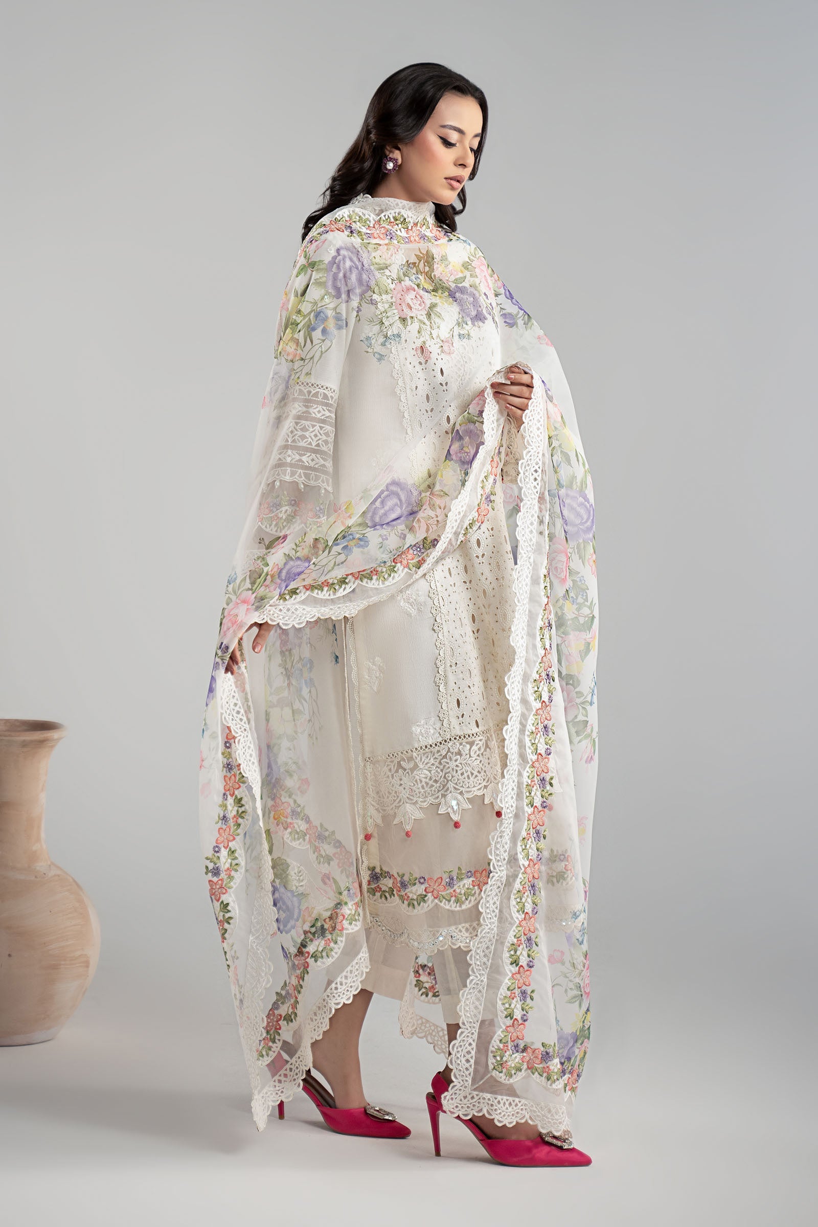 3 Piece Embroidered Dobby Suit