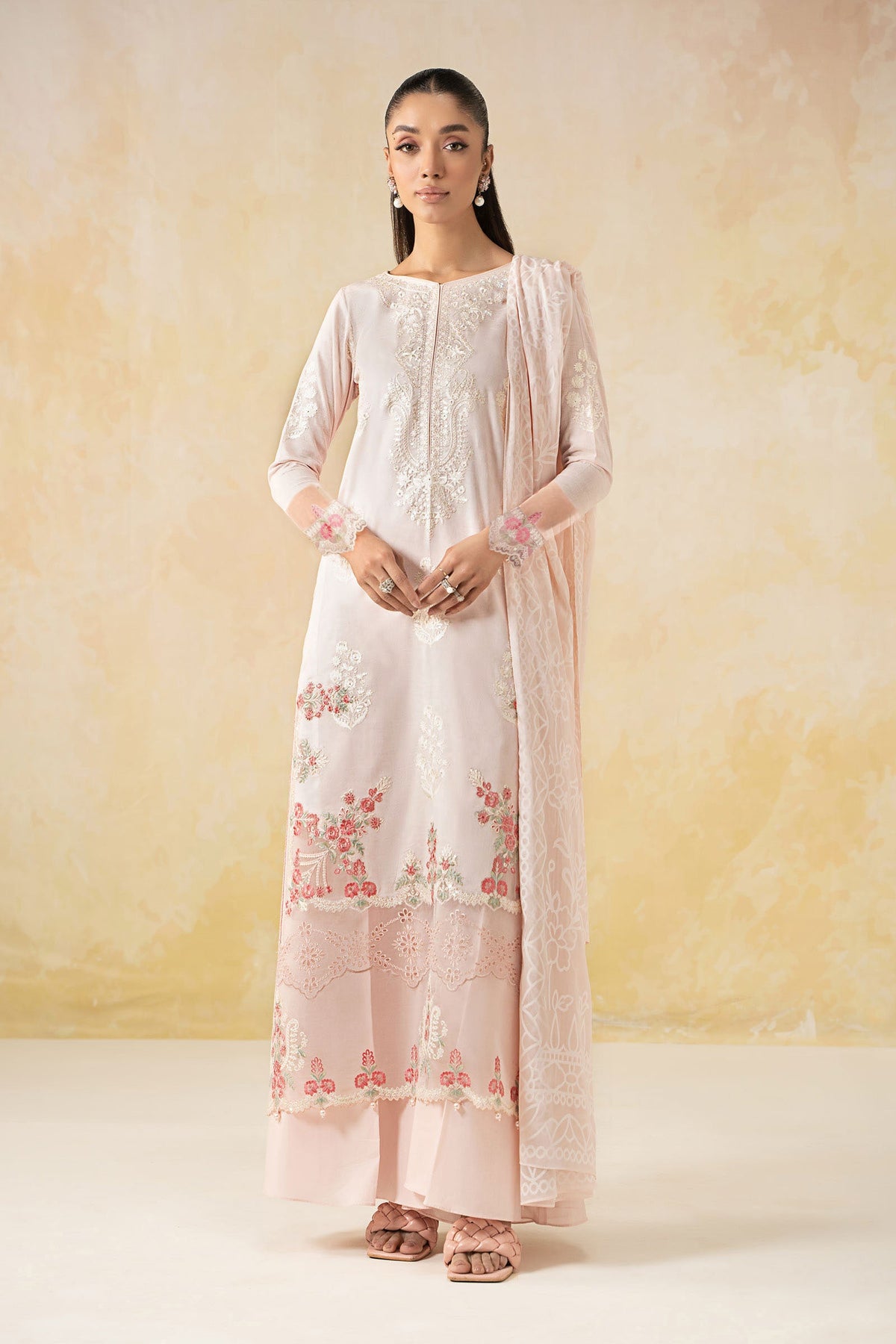 3 Piece Embroidered Self Jacquard Lawn Suit