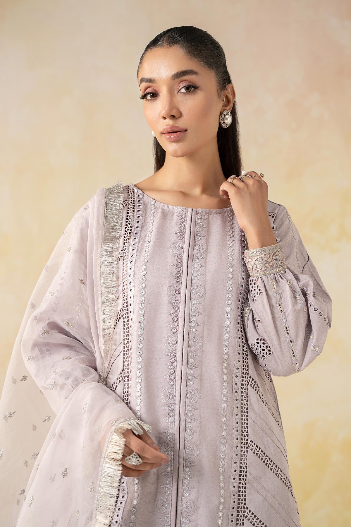 3 Piece Embroidered Dobby Suit