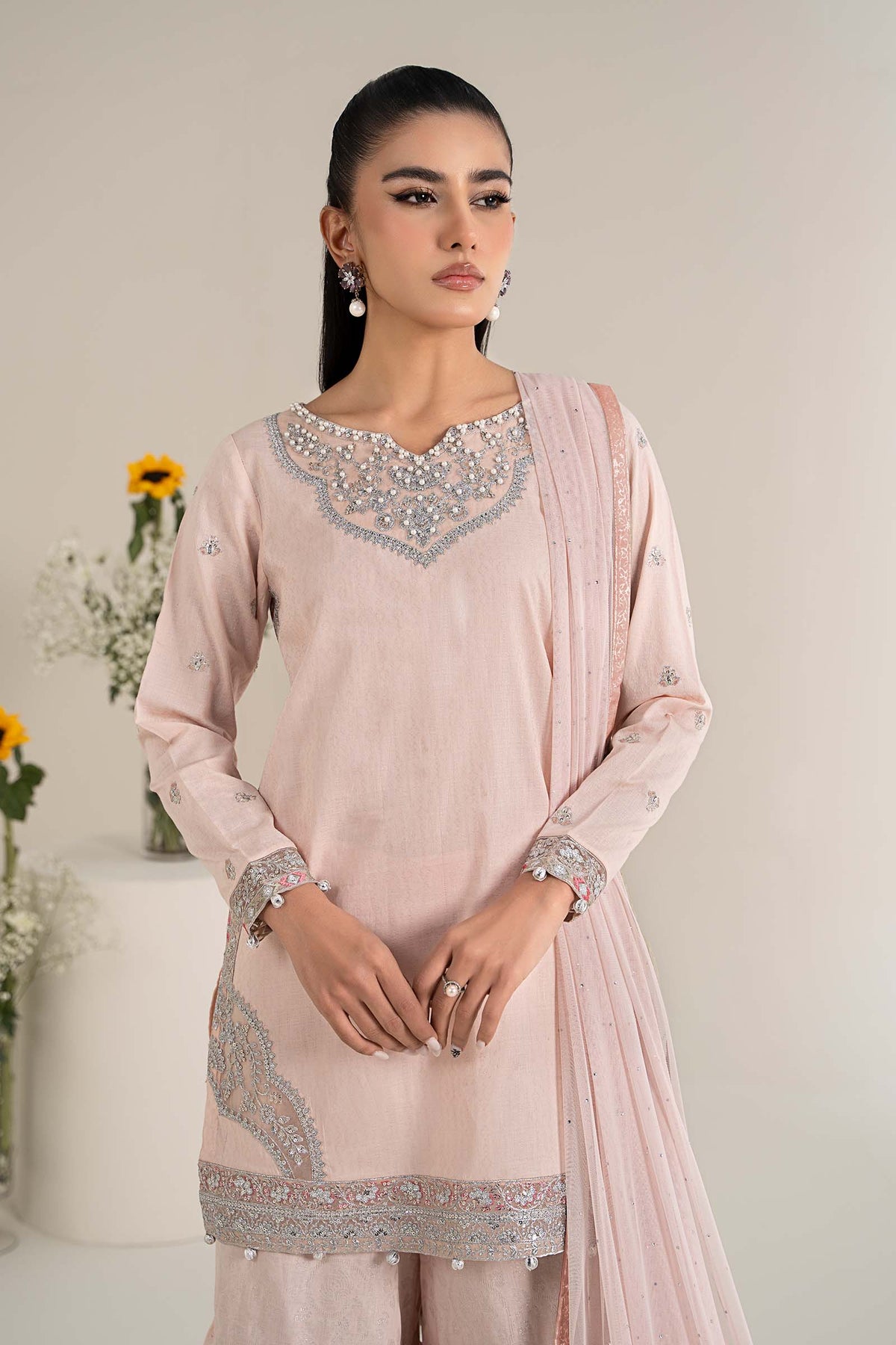 3 Piece Embroidered Dobby Lawn Suit