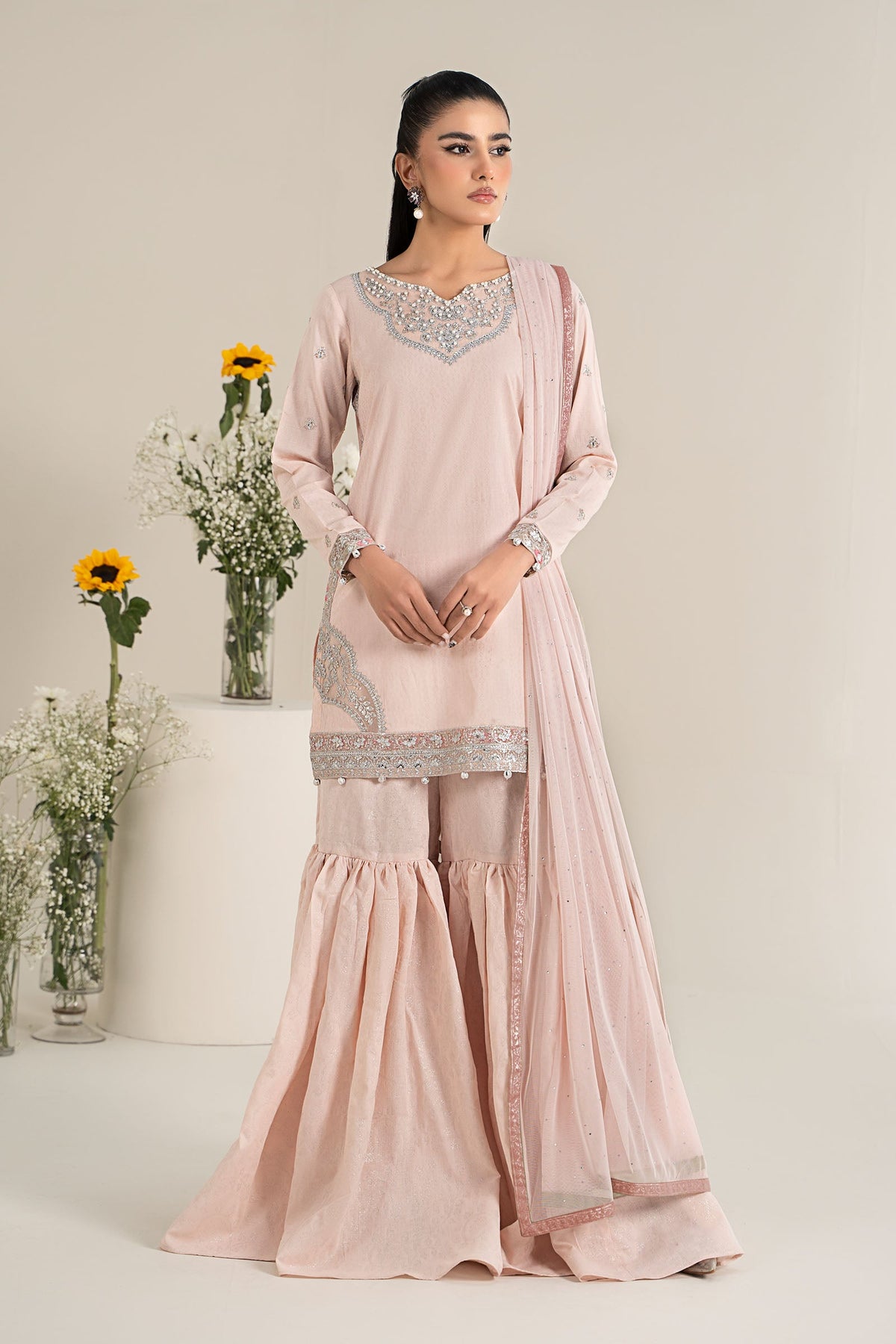 3 Piece Embroidered Dobby Lawn Suit