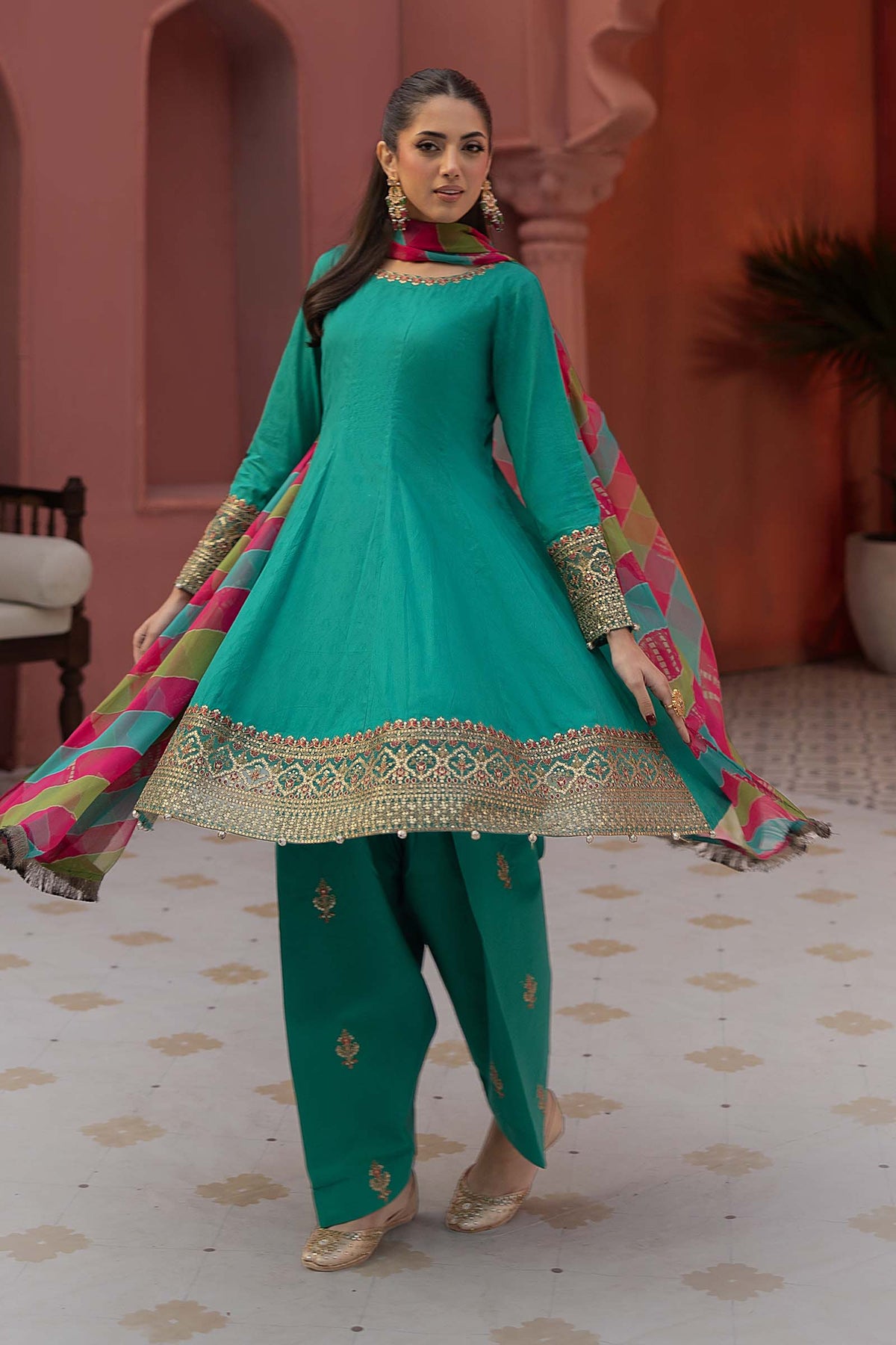 3 Piece Embroidered Self Jacquard Lawn Suit