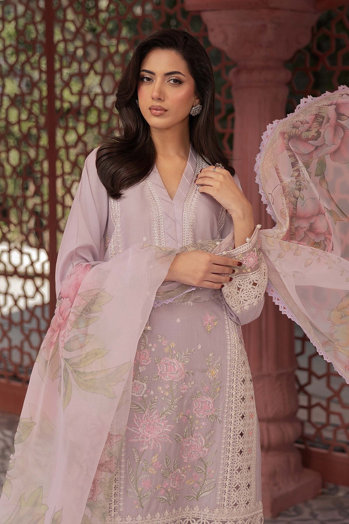 3 Piece Embroidered Dobby Lawn Suit