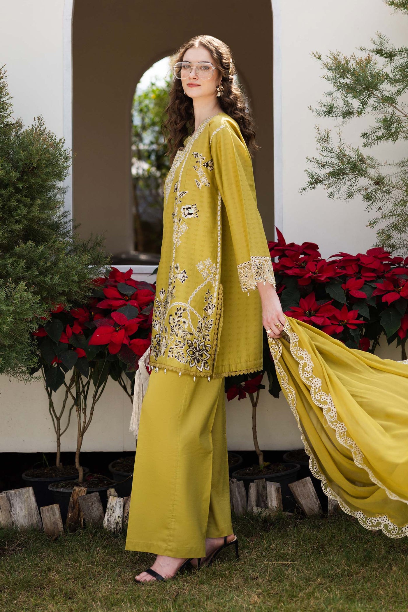 3 Piece Embroidered Dobby Lawn Suit