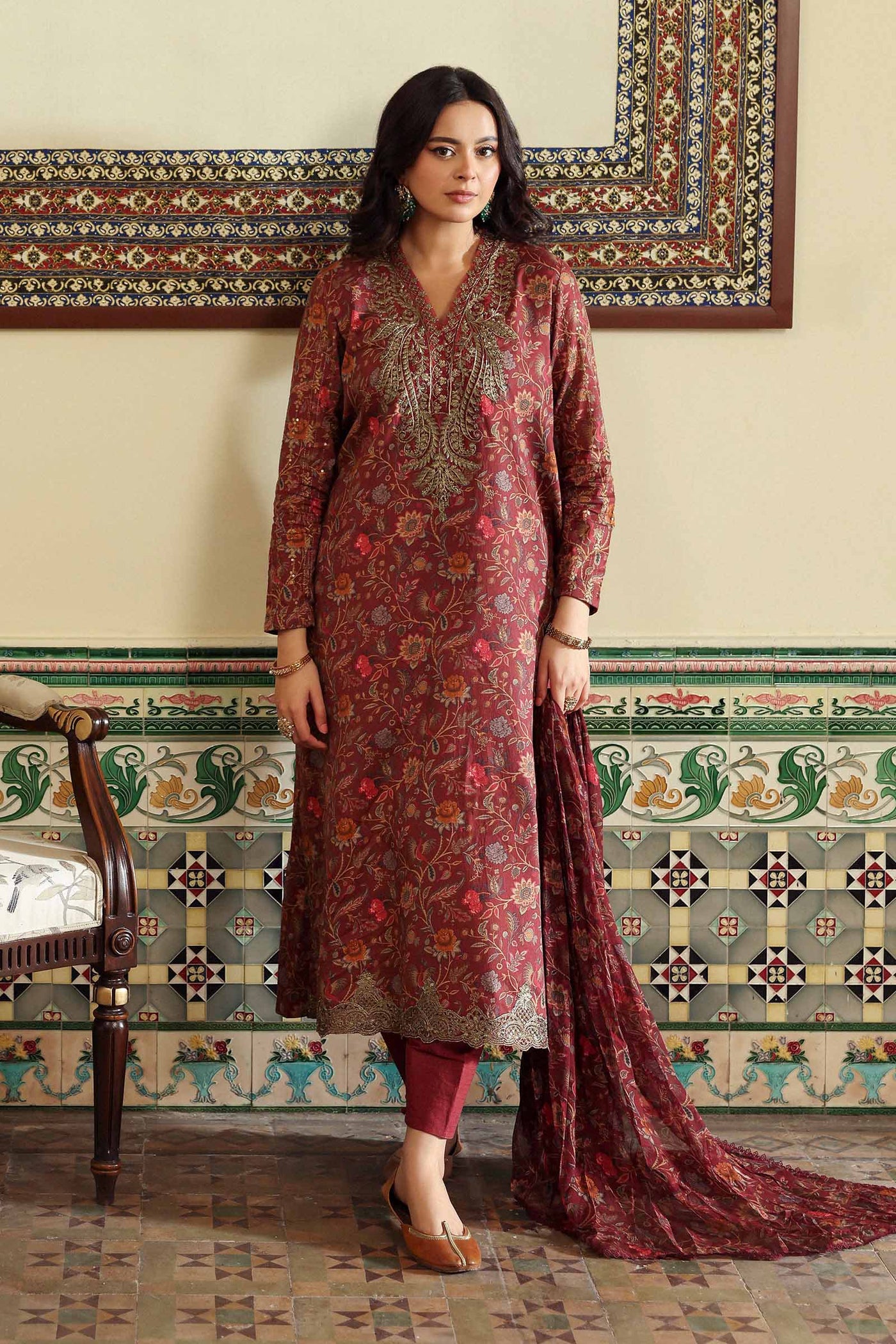 3 Piece Embroidered Dobby Lawn Suit