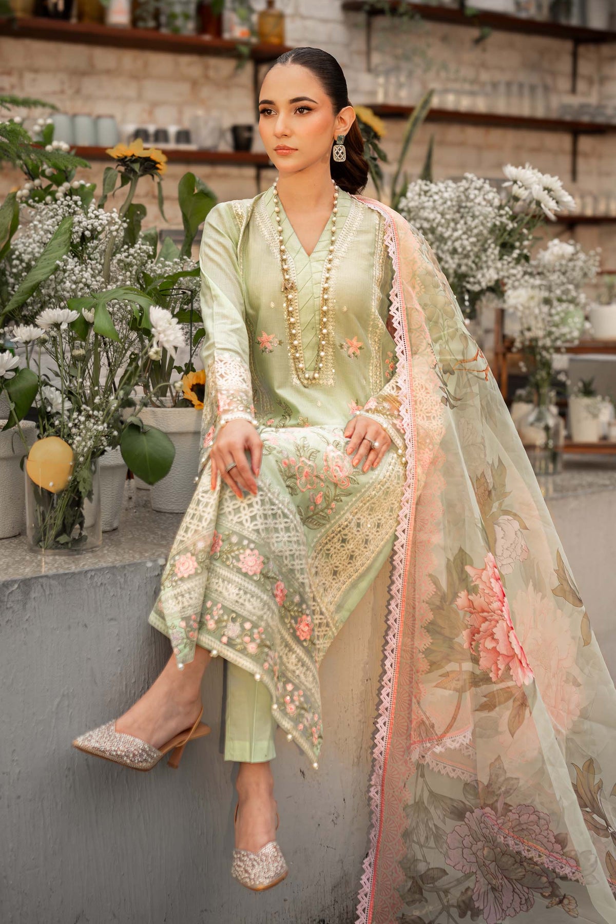 3 Piece Embroidered Dobby Lawn Suit