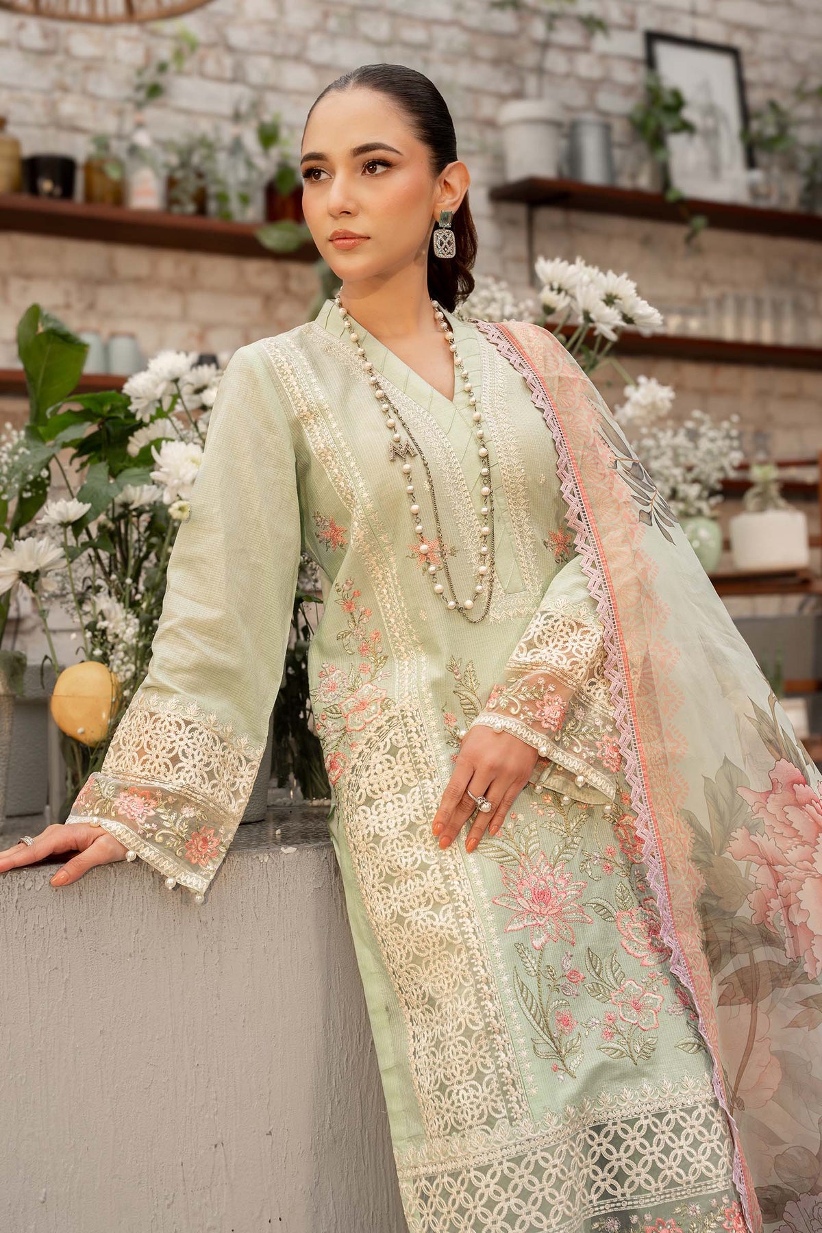3 Piece Embroidered Dobby Lawn Suit