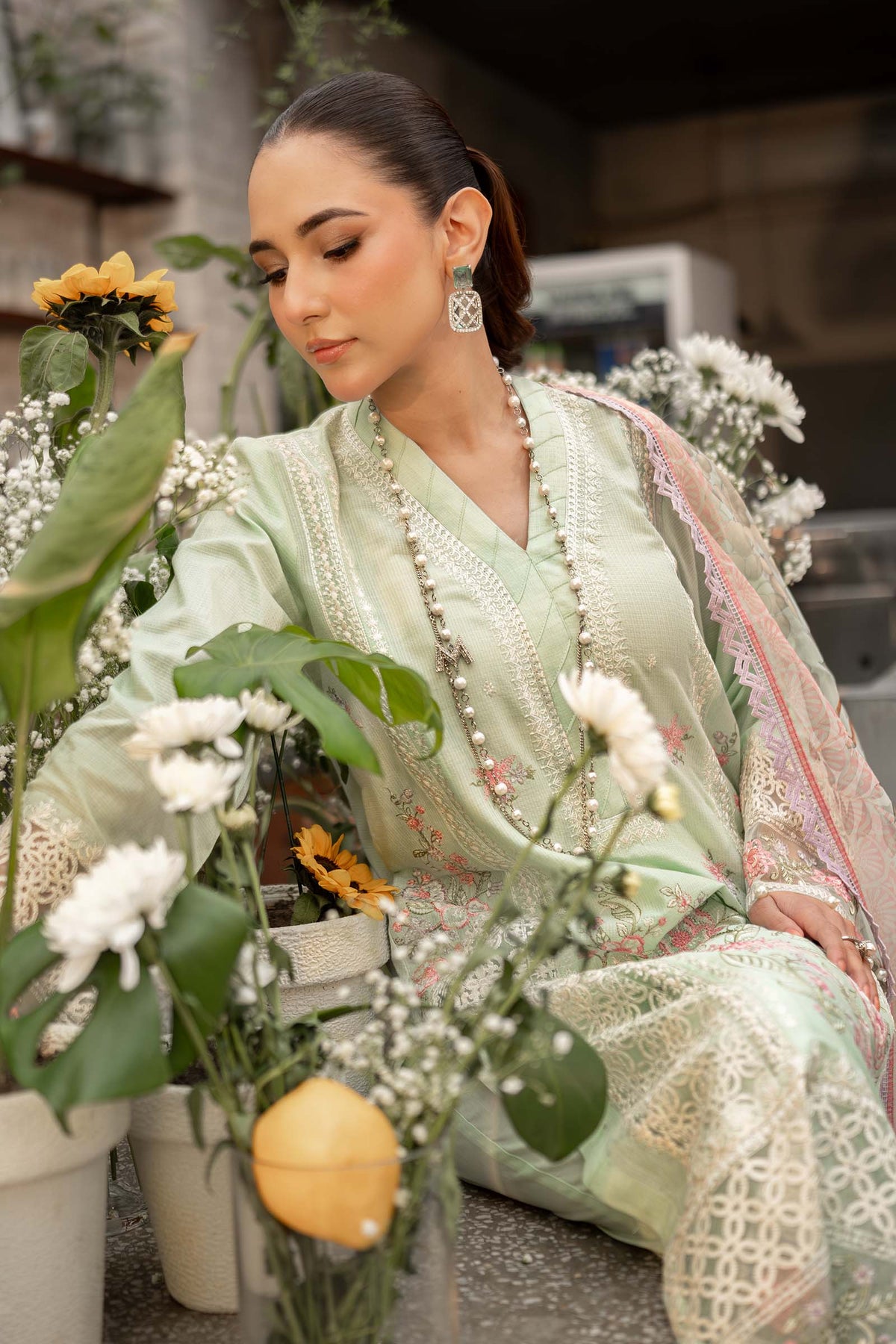 3 Piece Embroidered Dobby Lawn Suit