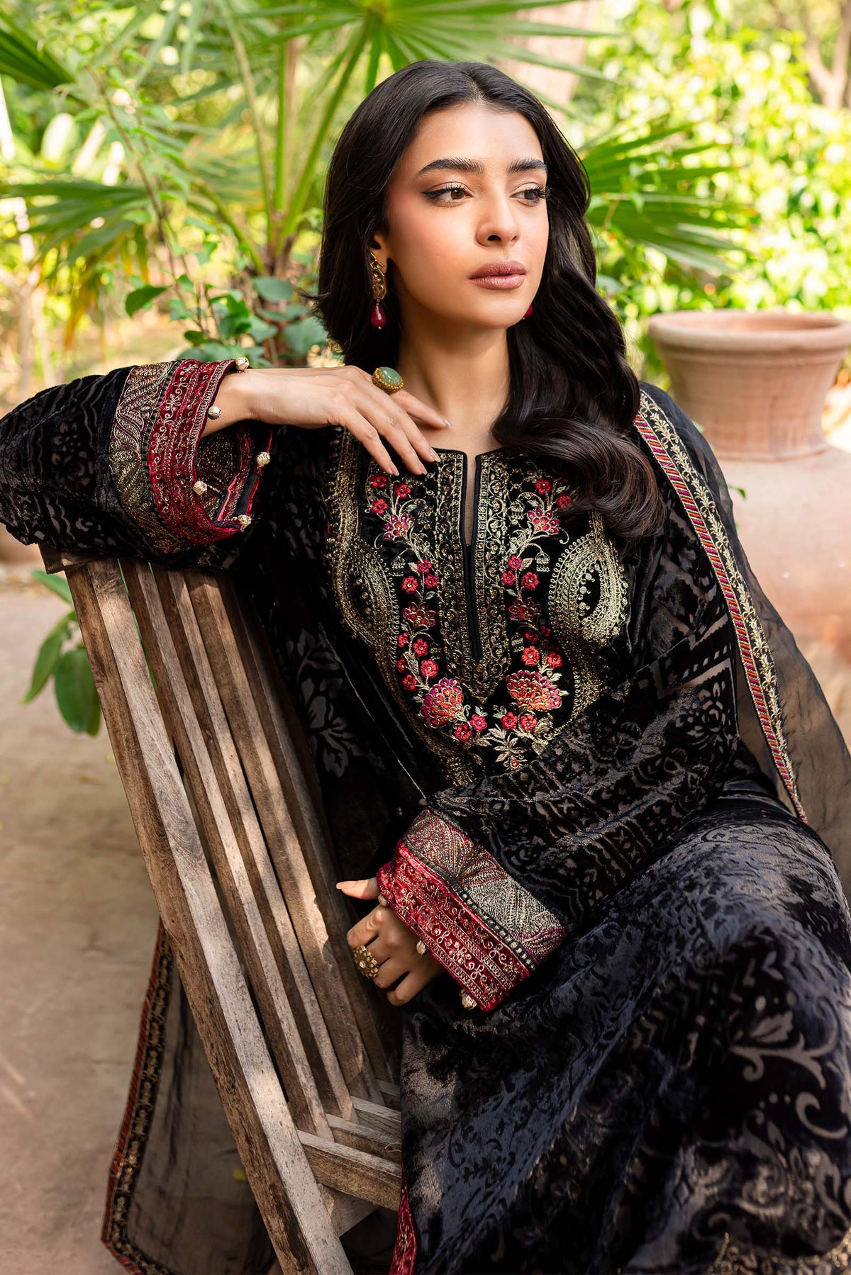 3 Piece Embroidered Plush Suit